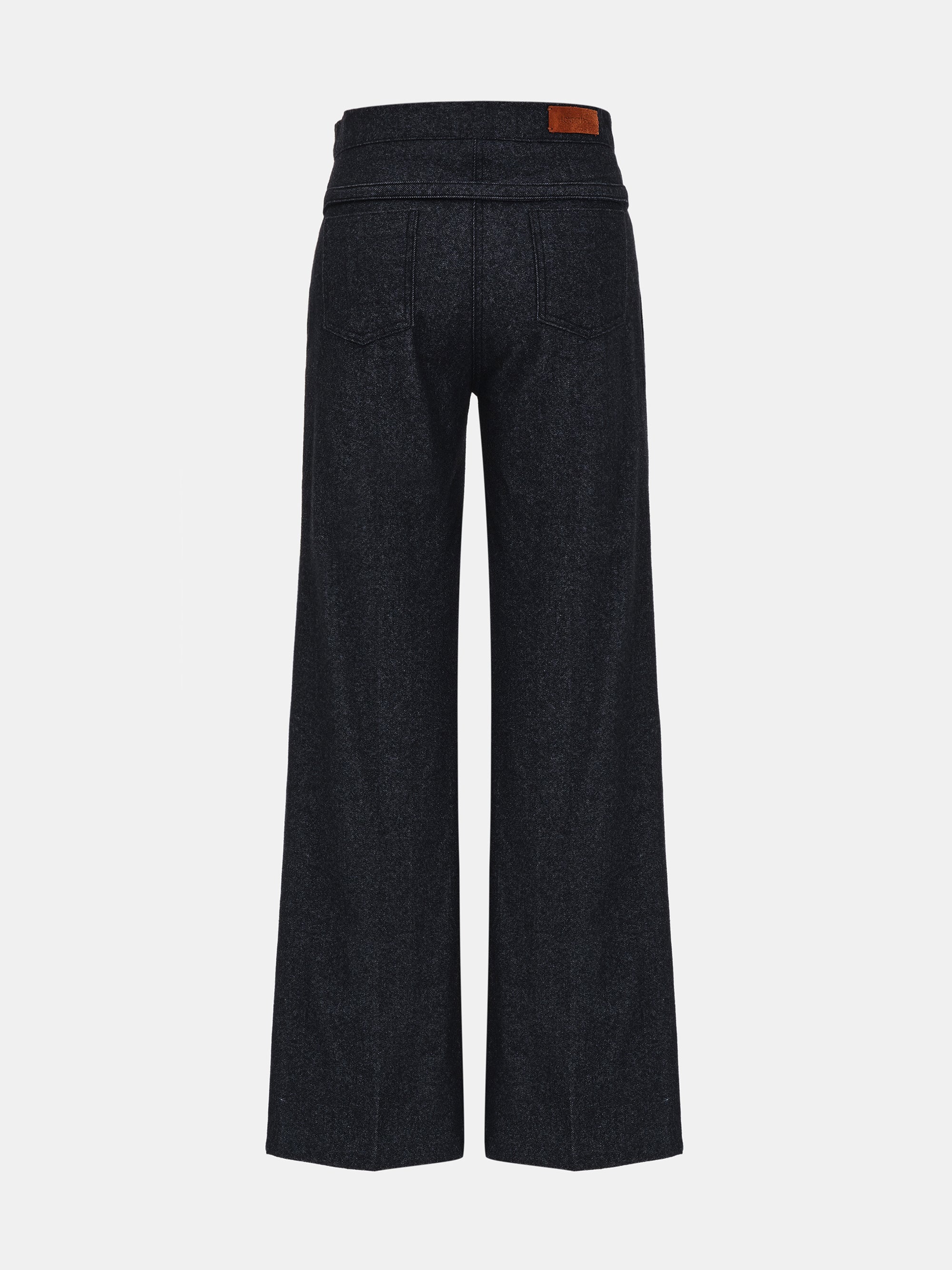 Belted Flared Pants, Blue