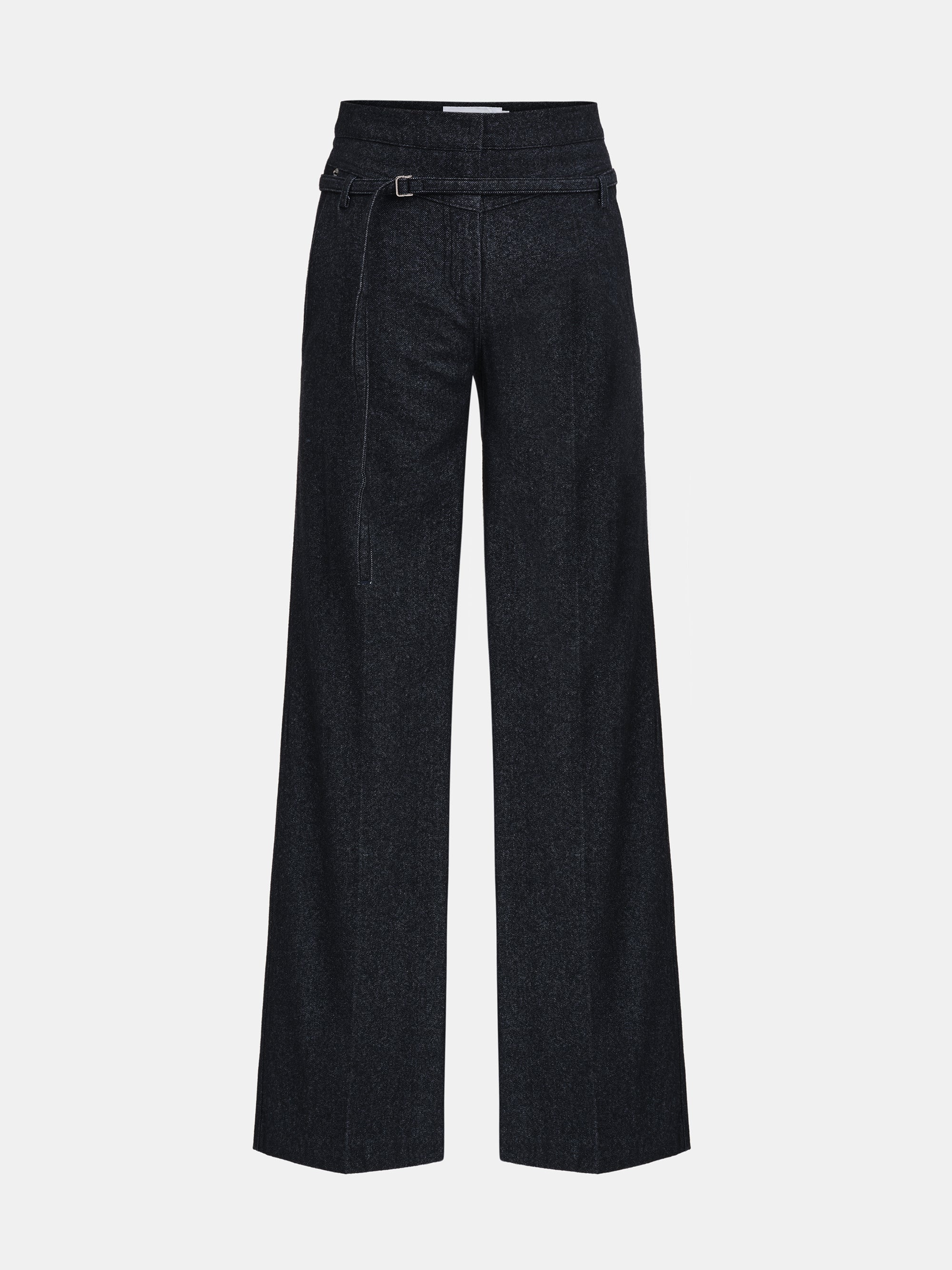 Belted Flared Pants, Blue