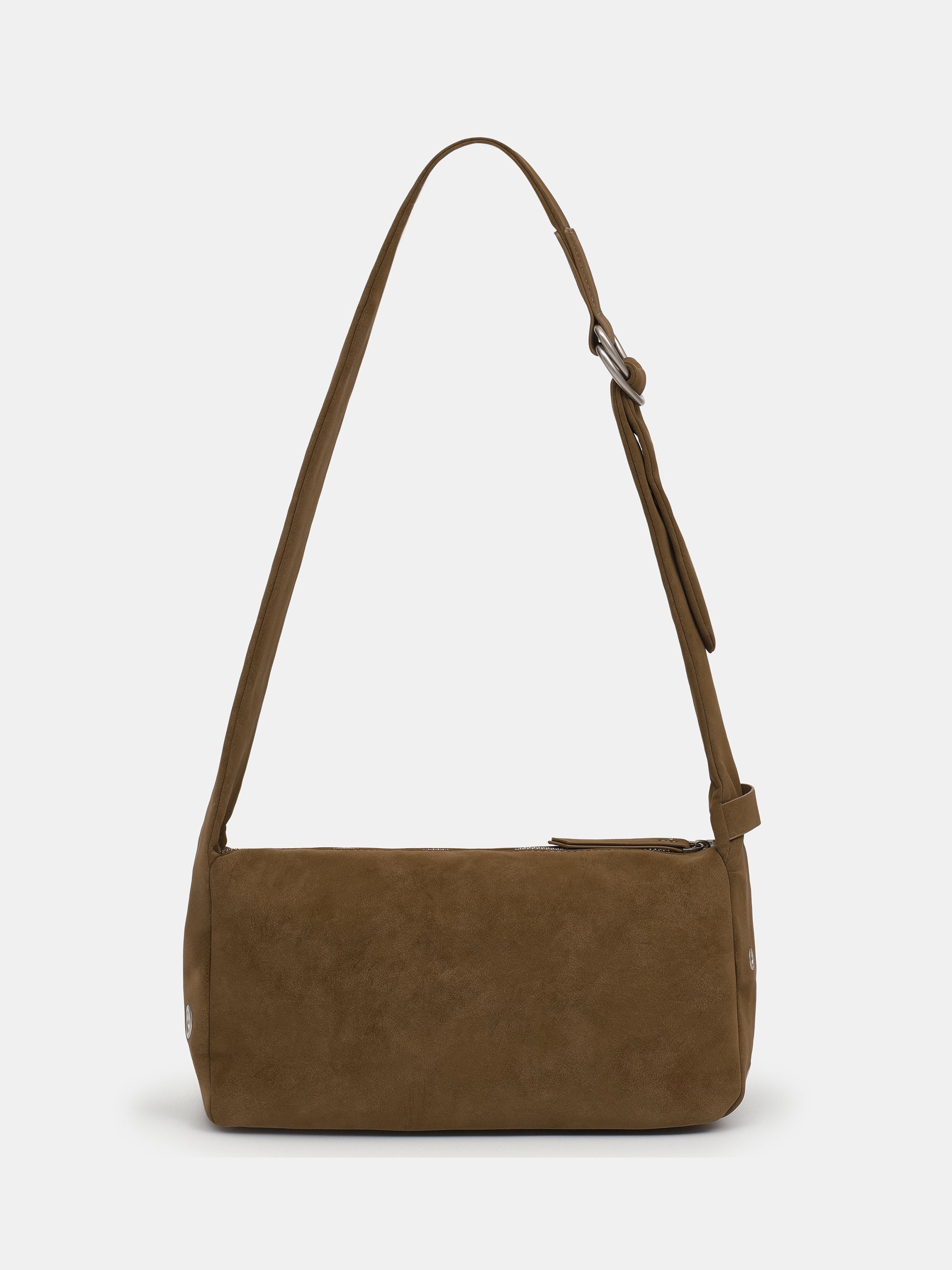 Studded Faux Suede Shoulder Bag, Camel