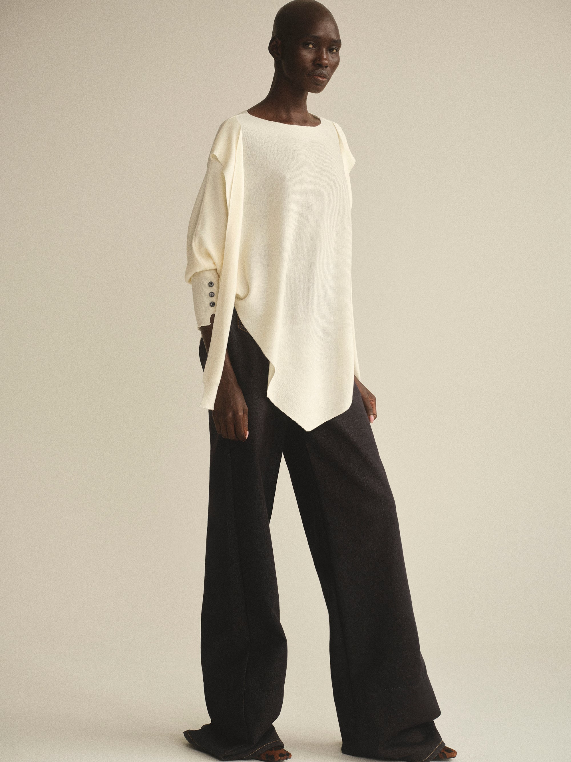 Double Sleeve Knit Top, Ivory
