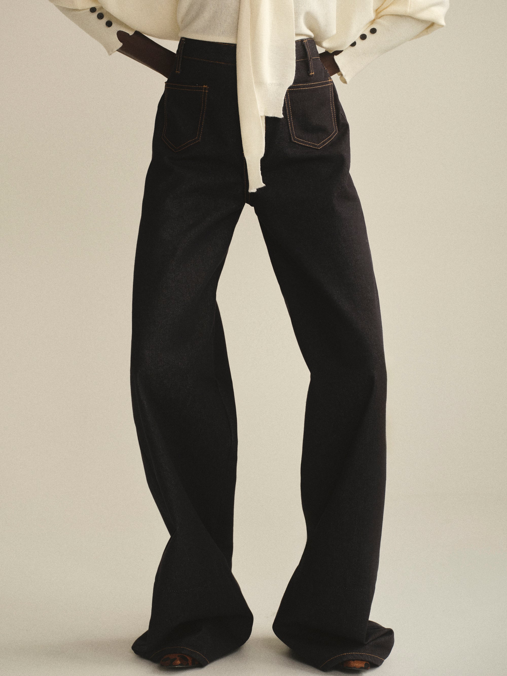 High Rise Wide Leg Jeans, Raw Wash