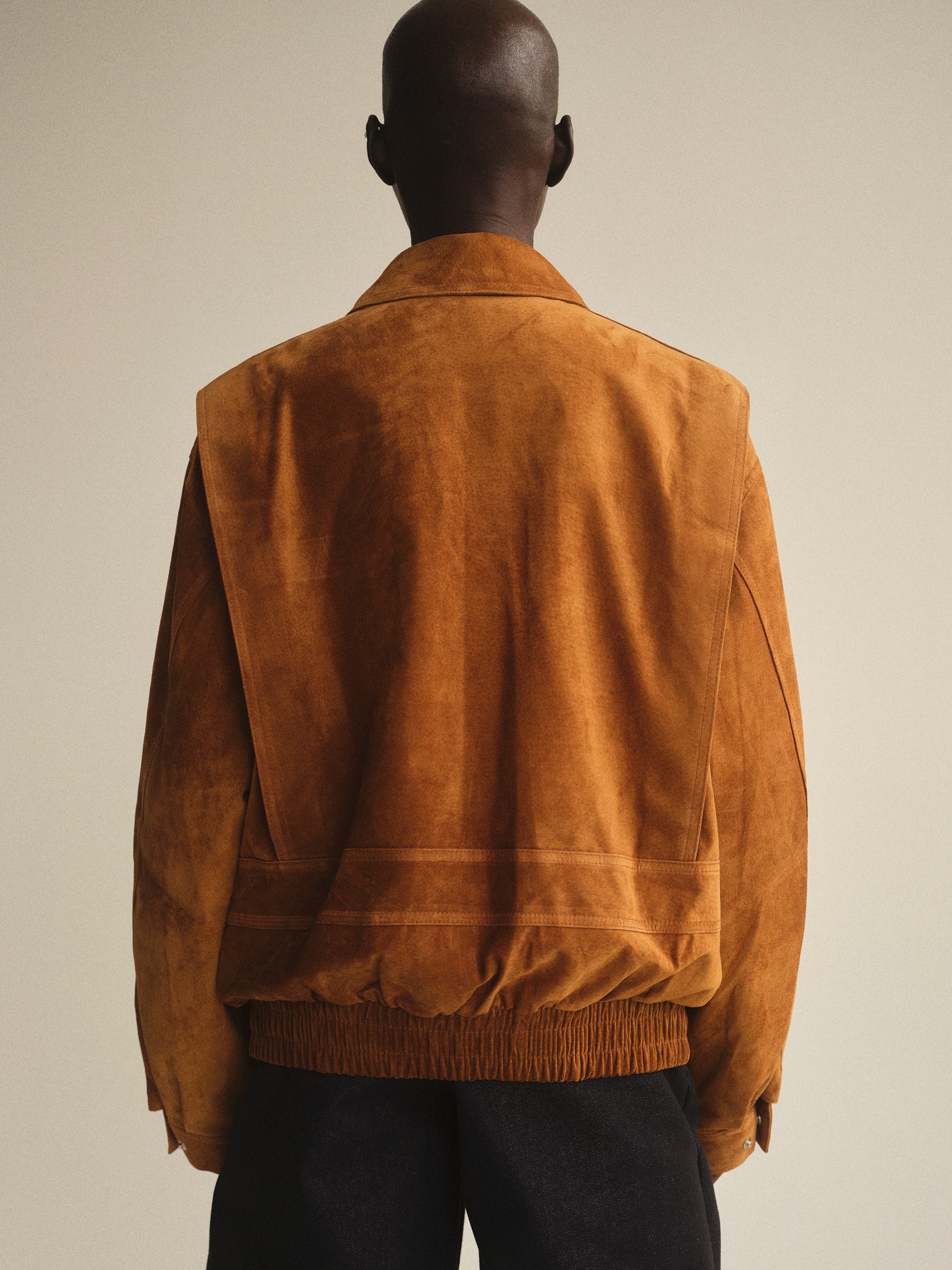 Suede Bomber Jacket, Cognac