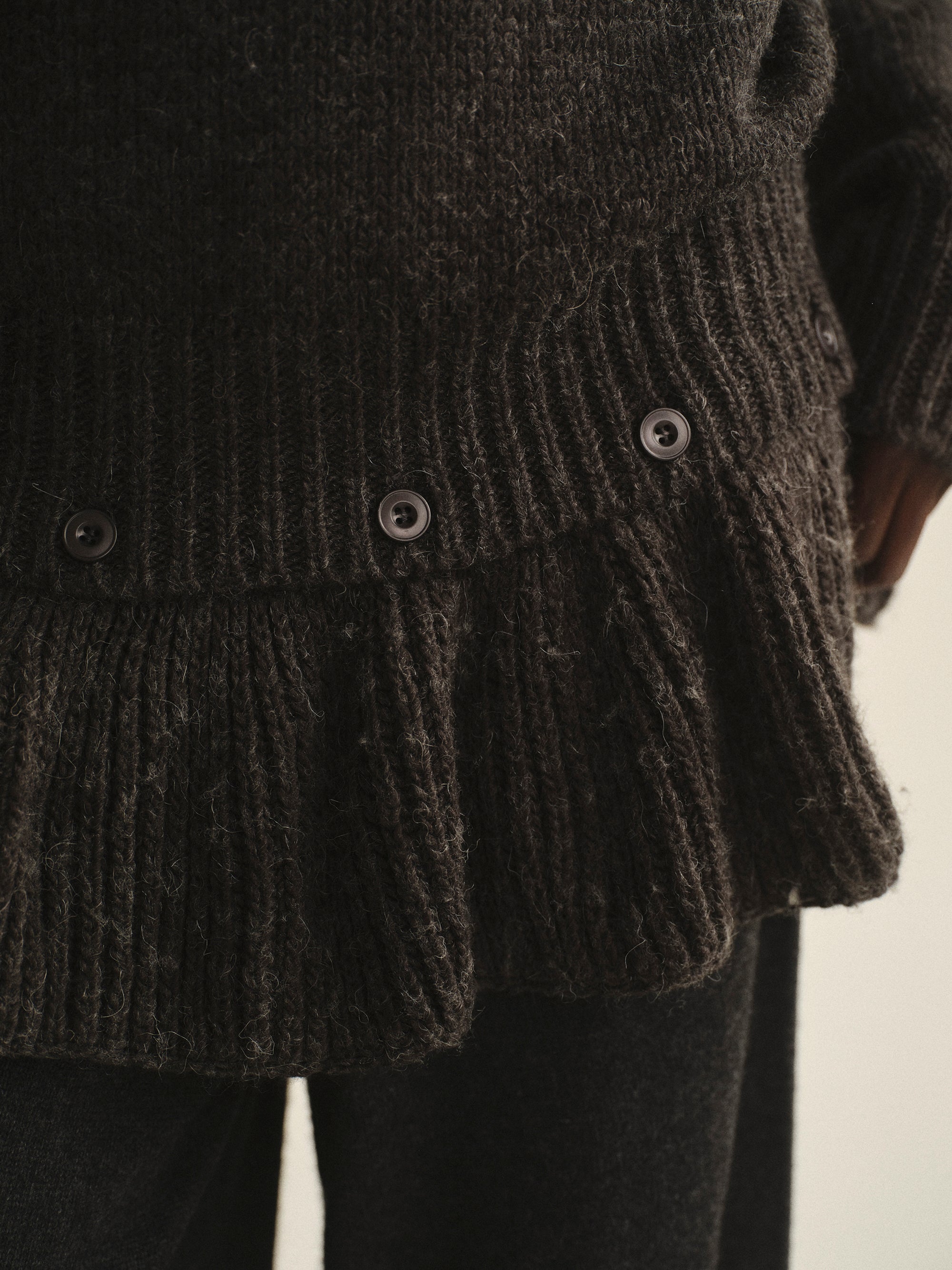 Peplum Hem Knit Sweater, Charcoal