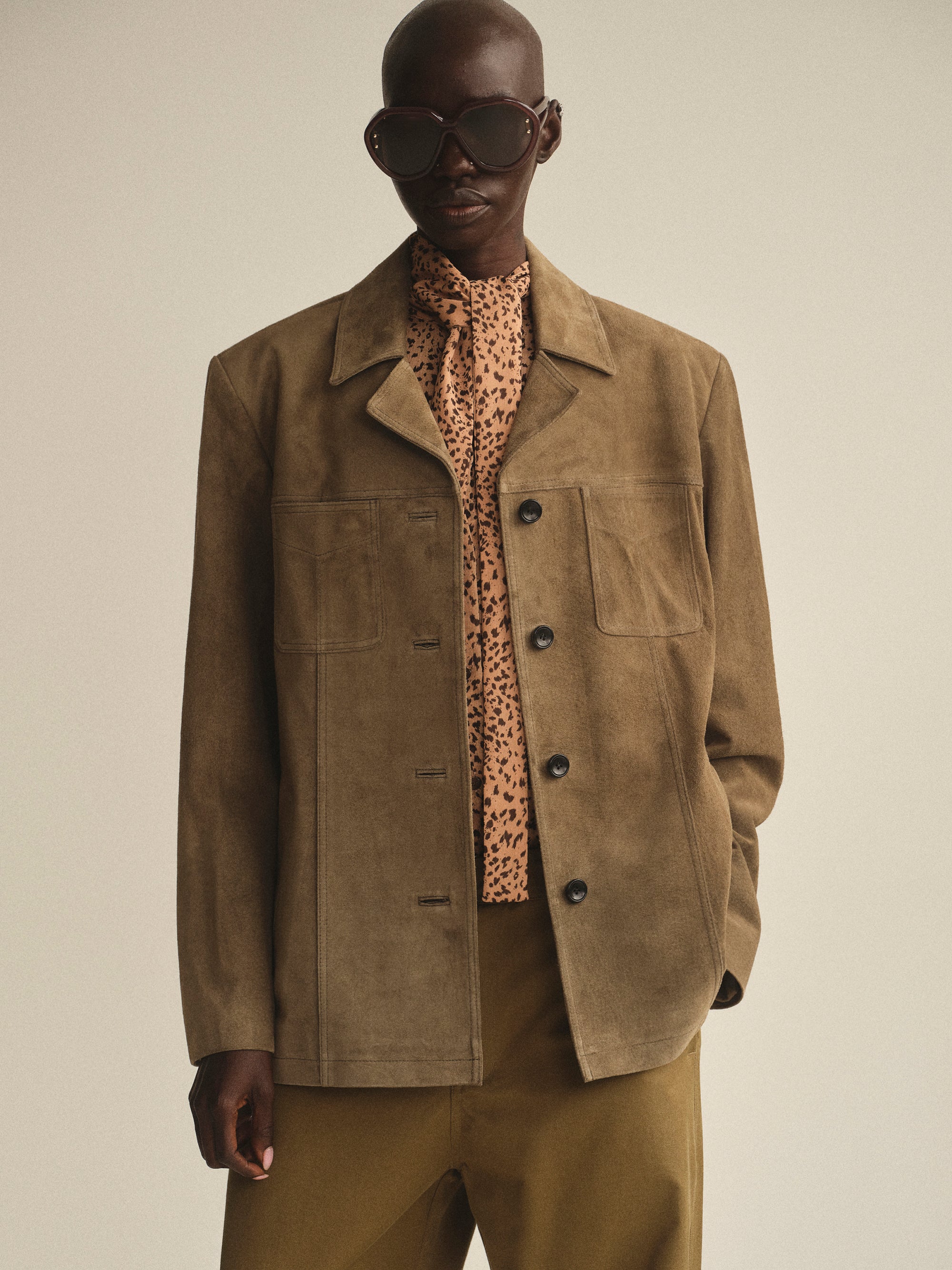 Suede Buttoned Blazer, Mousse