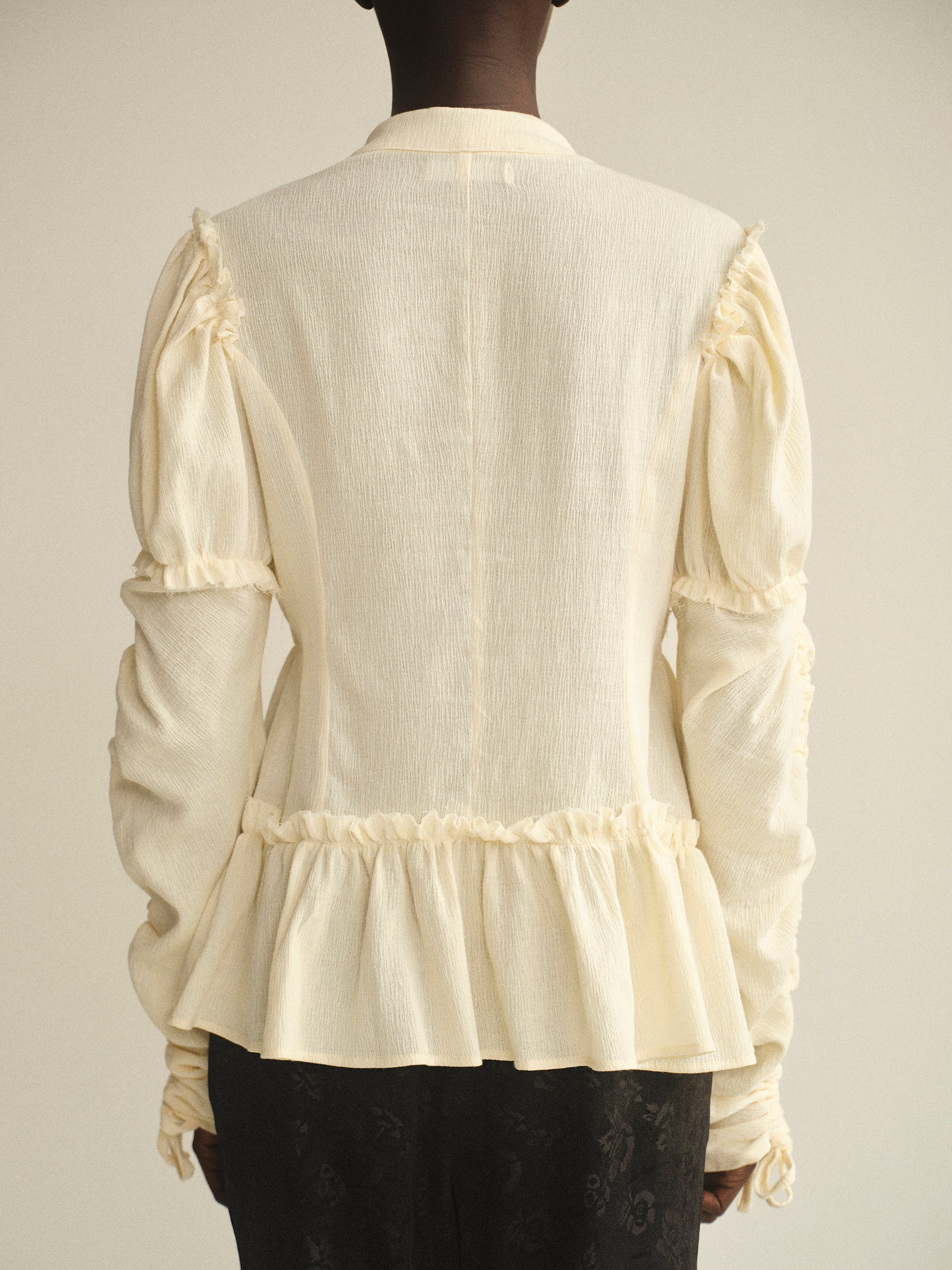Gathered Georgette Top, Pale Yellow