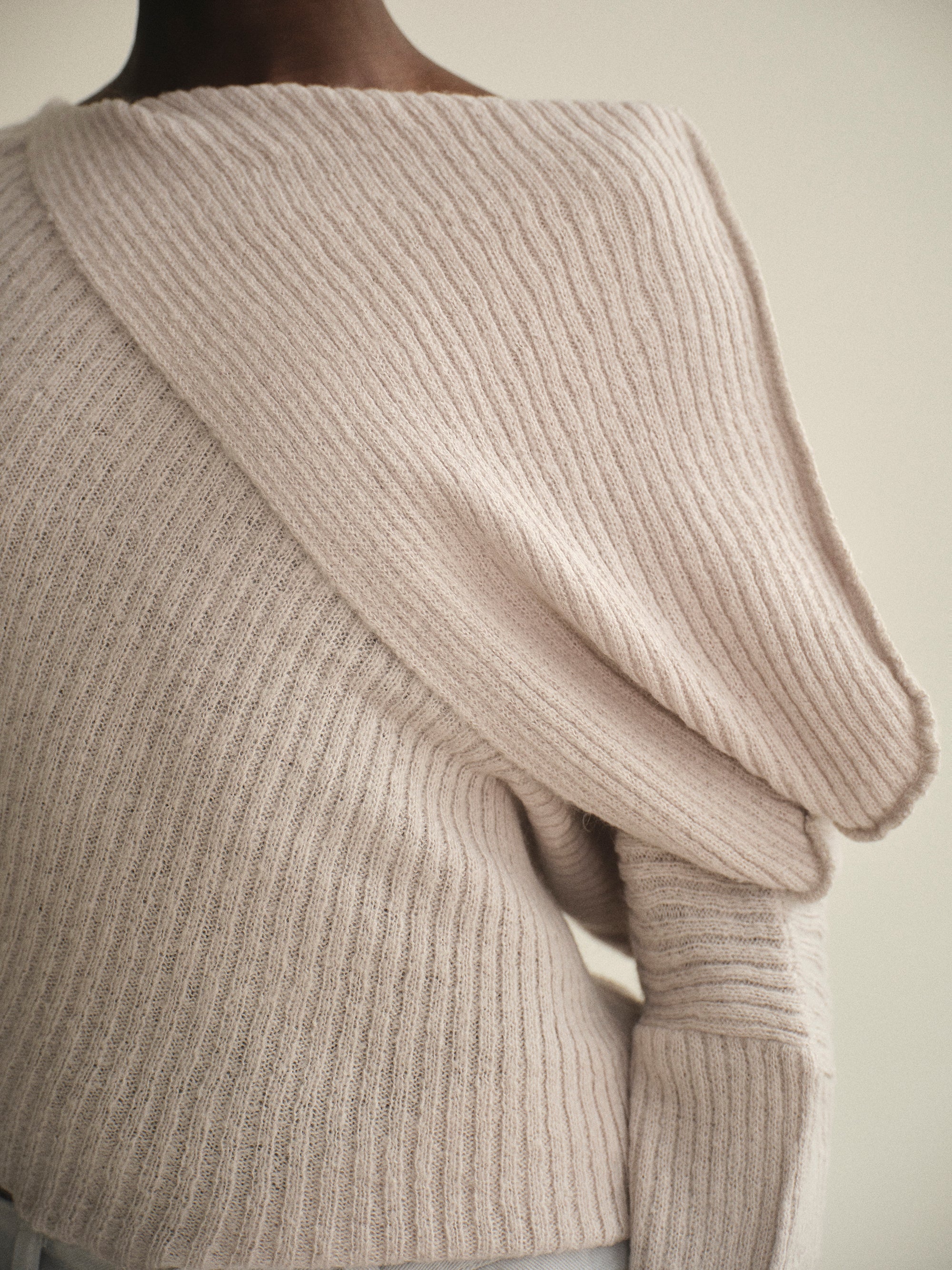 Sculptural Knit Top, Pale Grey