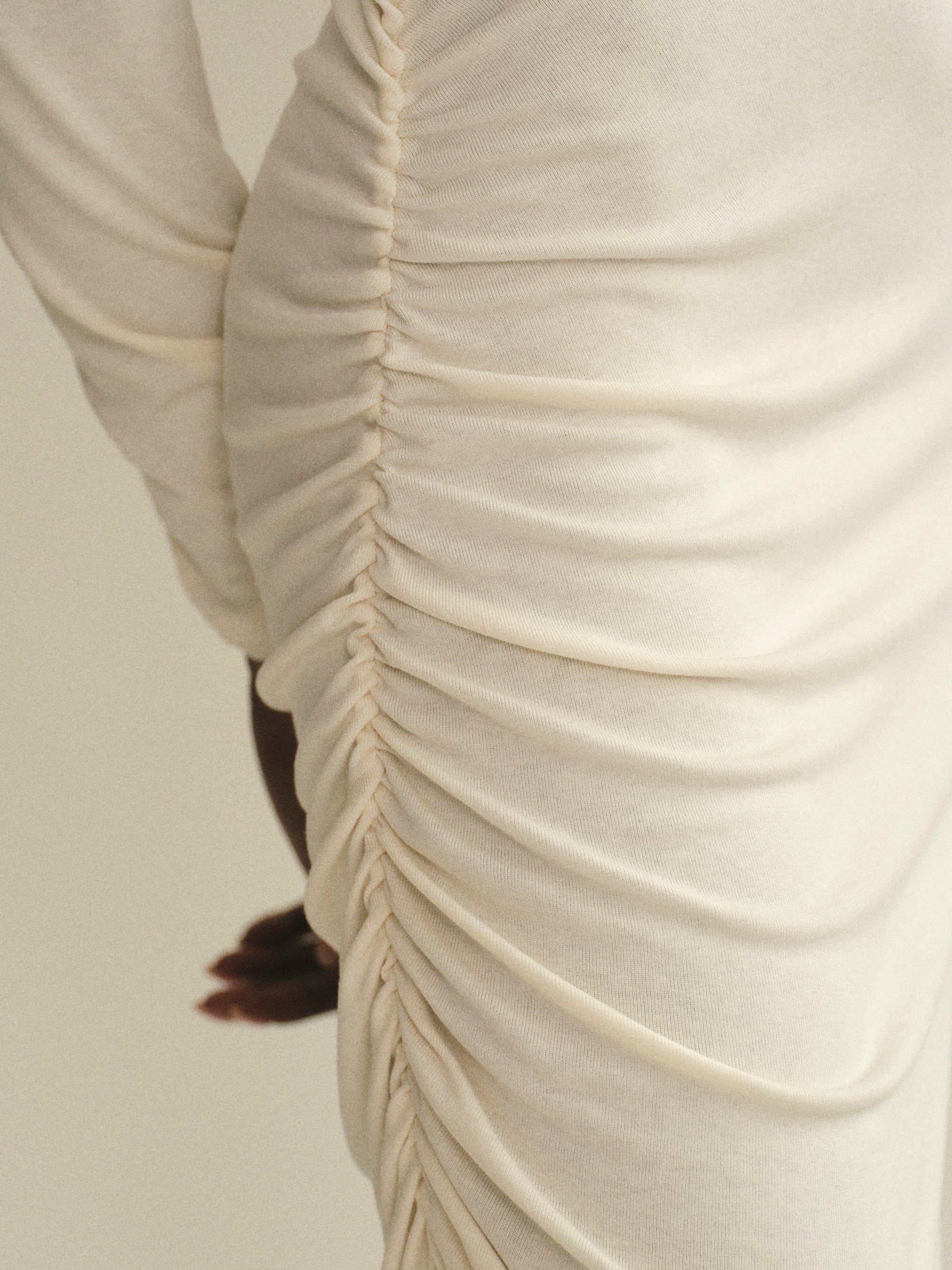 Ruched Crepe Dress, Ivory