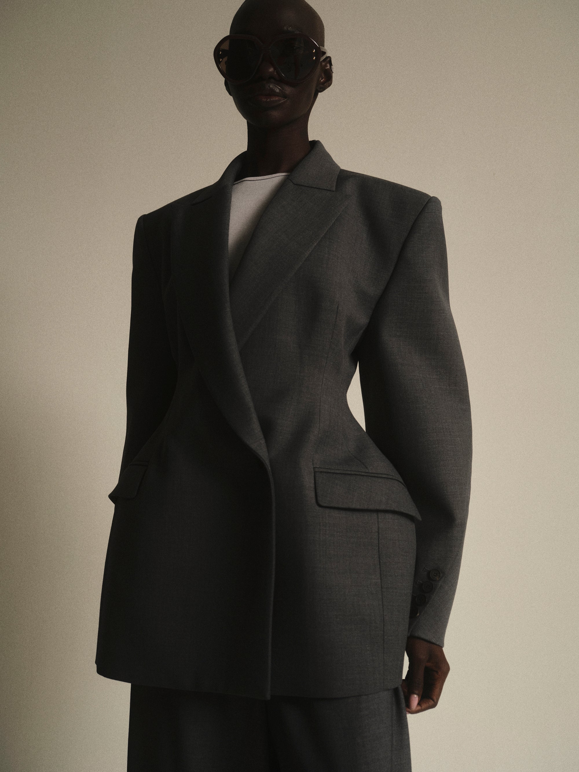 Hourglass Blazer, Grey