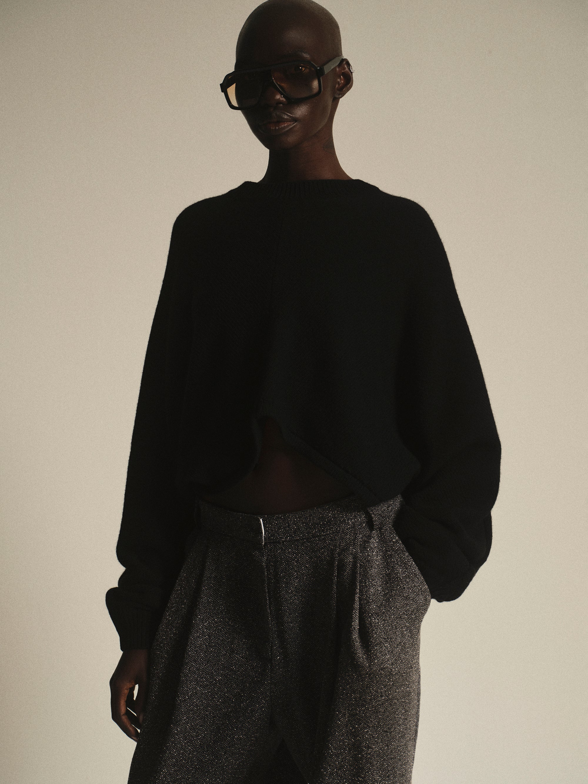 Open Back Dolman Knit, Black