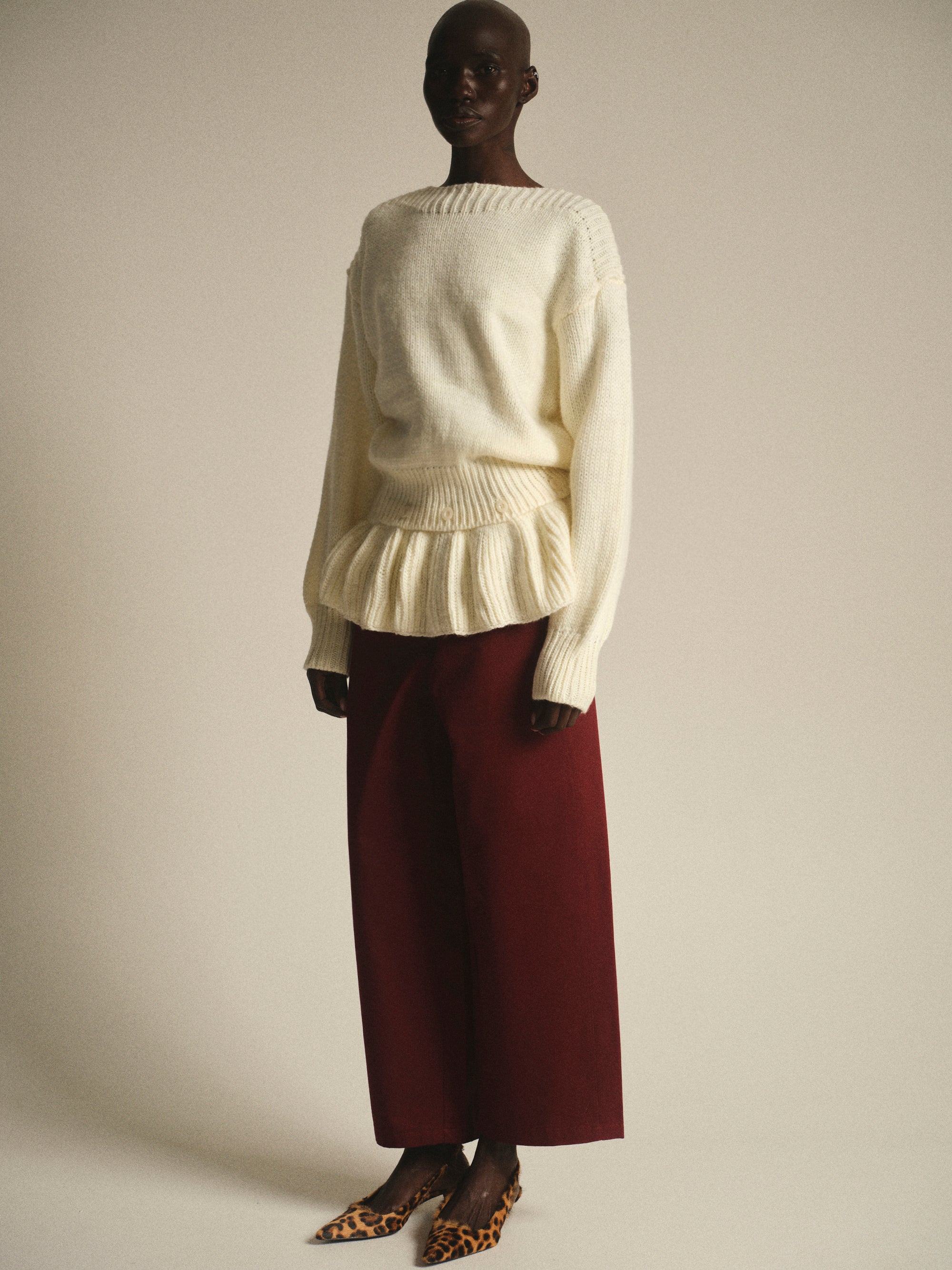 Rounded-Leg Chino Pants, Red