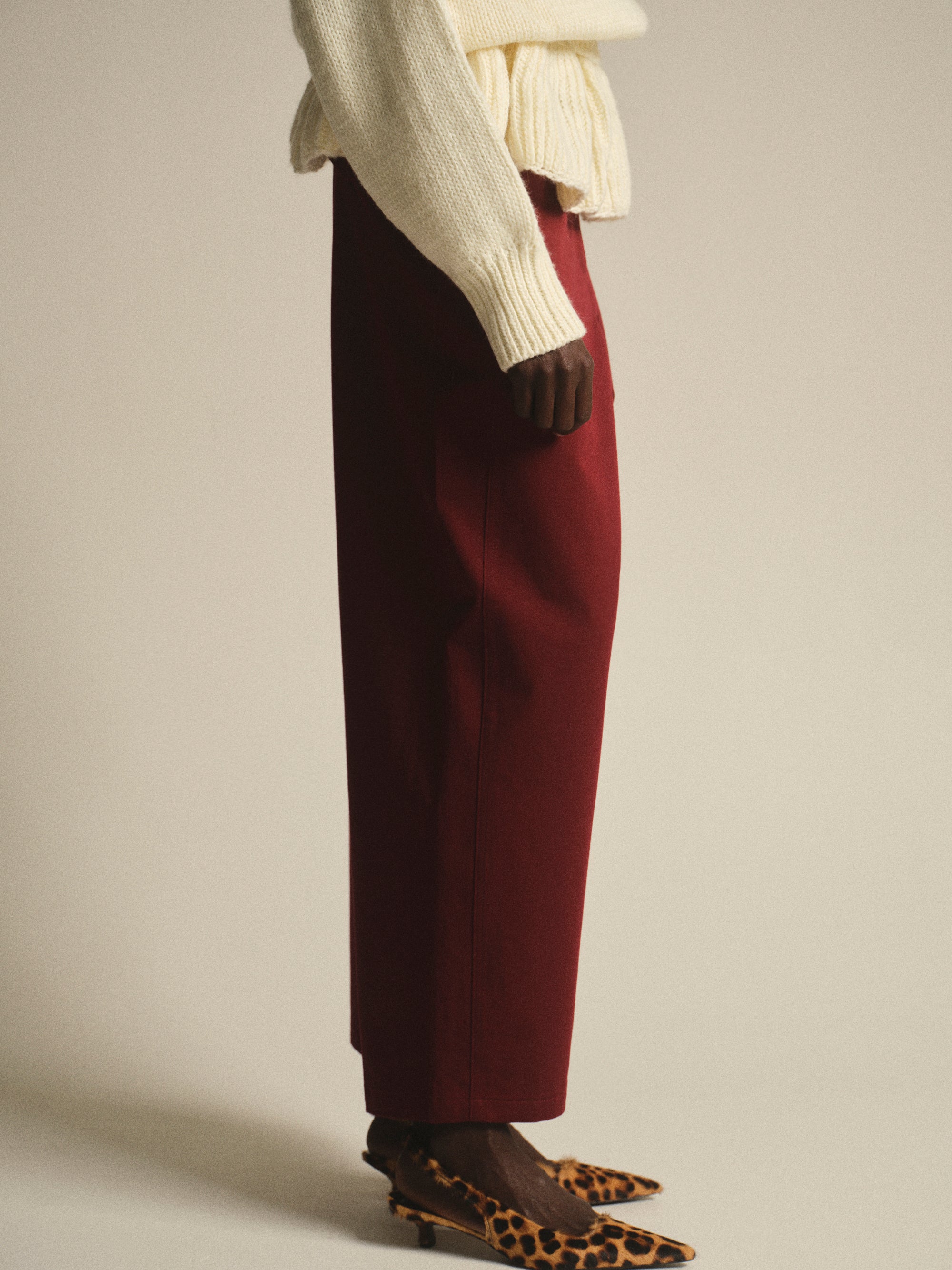 Rounded-Leg Chino Pants, Red