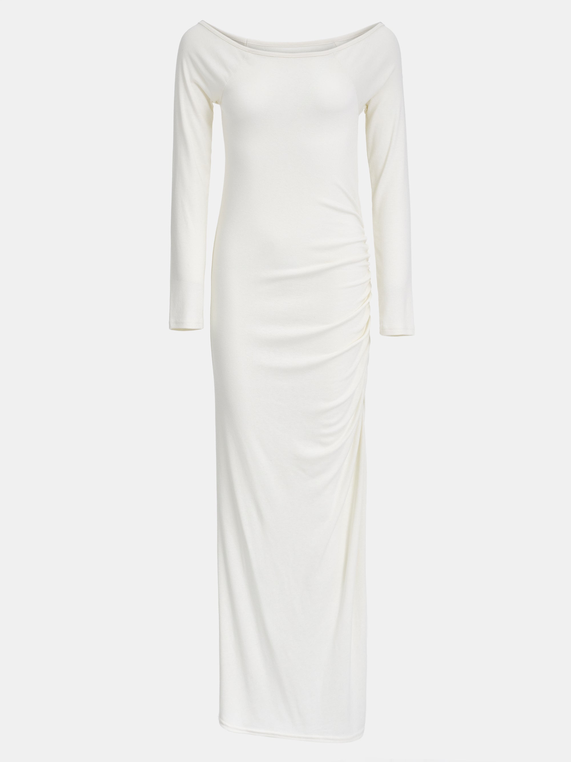 Ruched Crepe Dress, Ivory