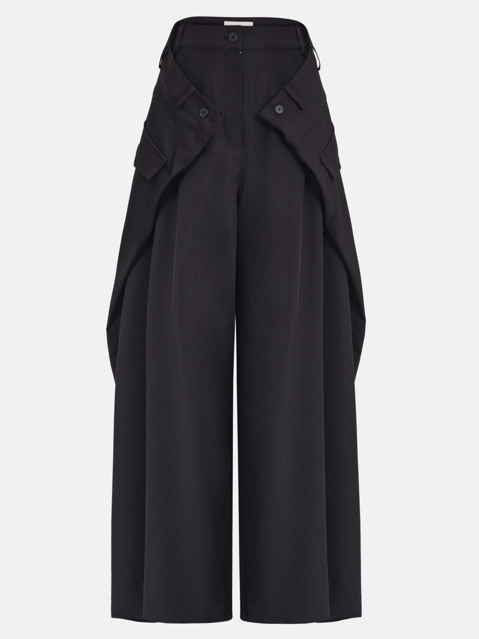 Double Flap Cargo Trousers, Black