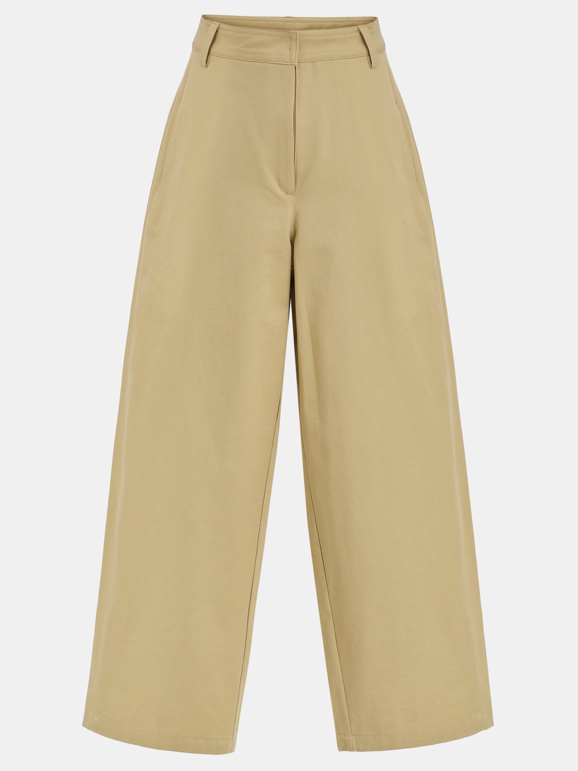 Rounded-Leg Chino Pants, Beige
