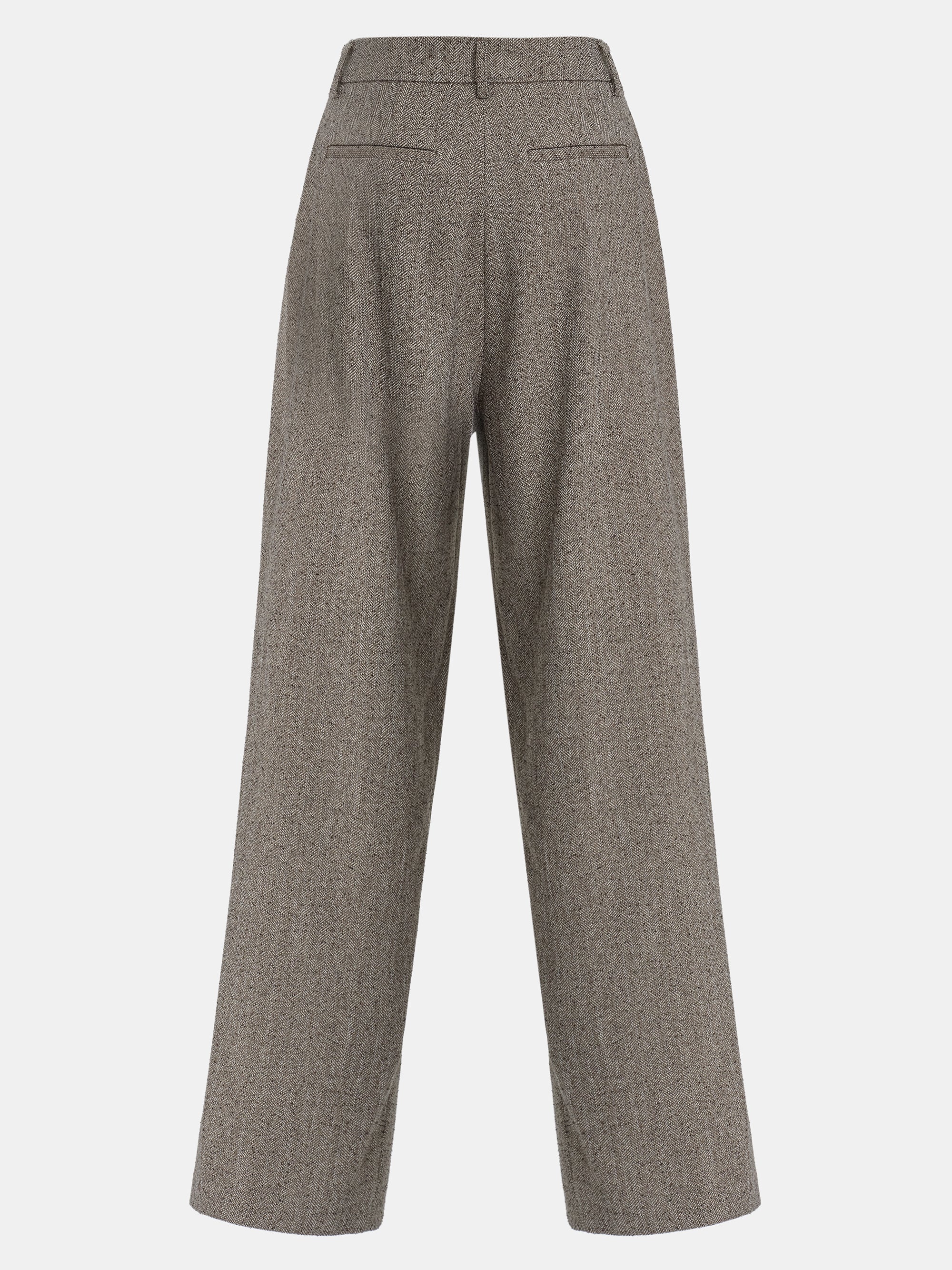 Pleated Trousers, Beige Melange