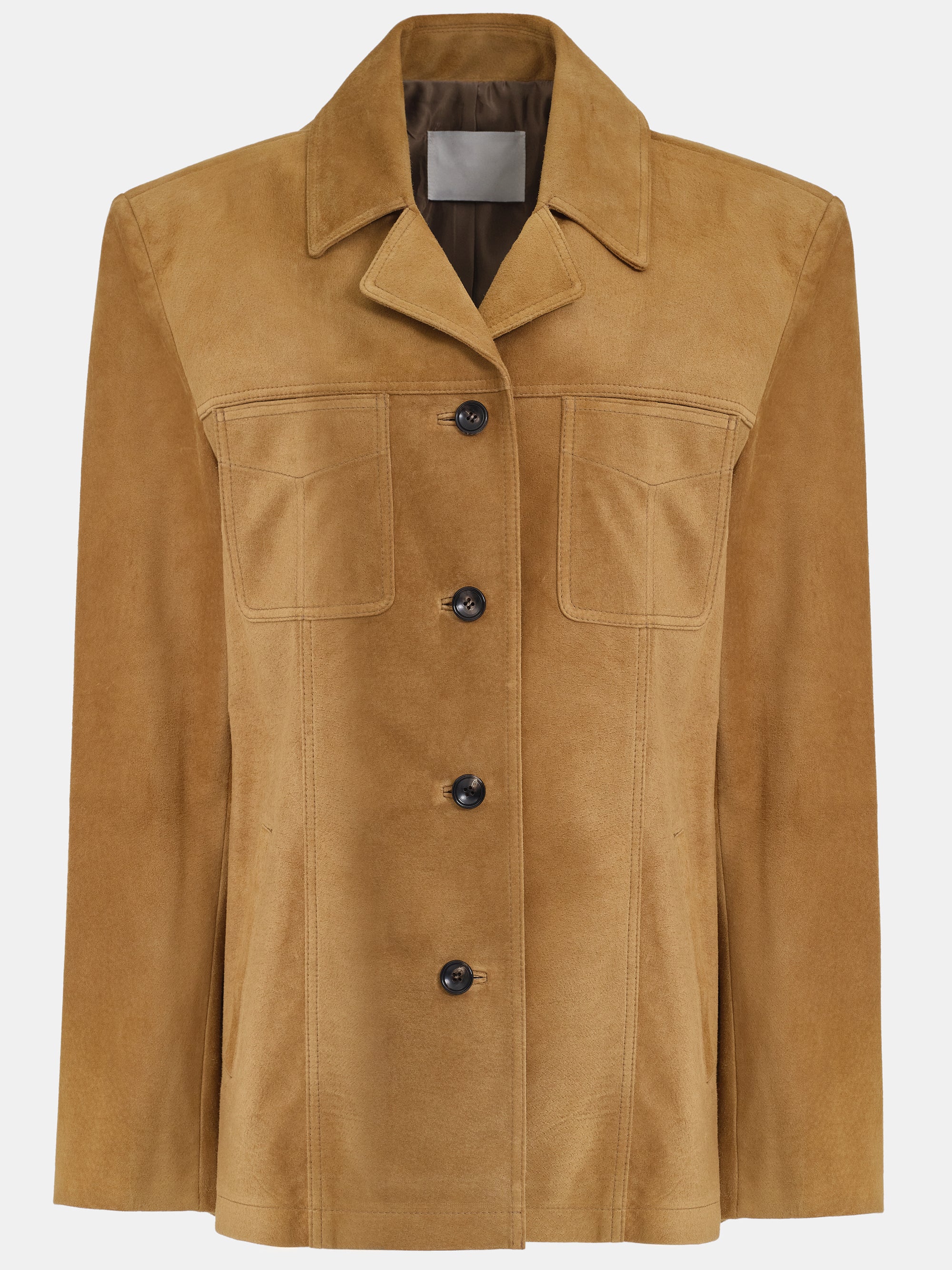 Suede Buttoned Blazer, Camel