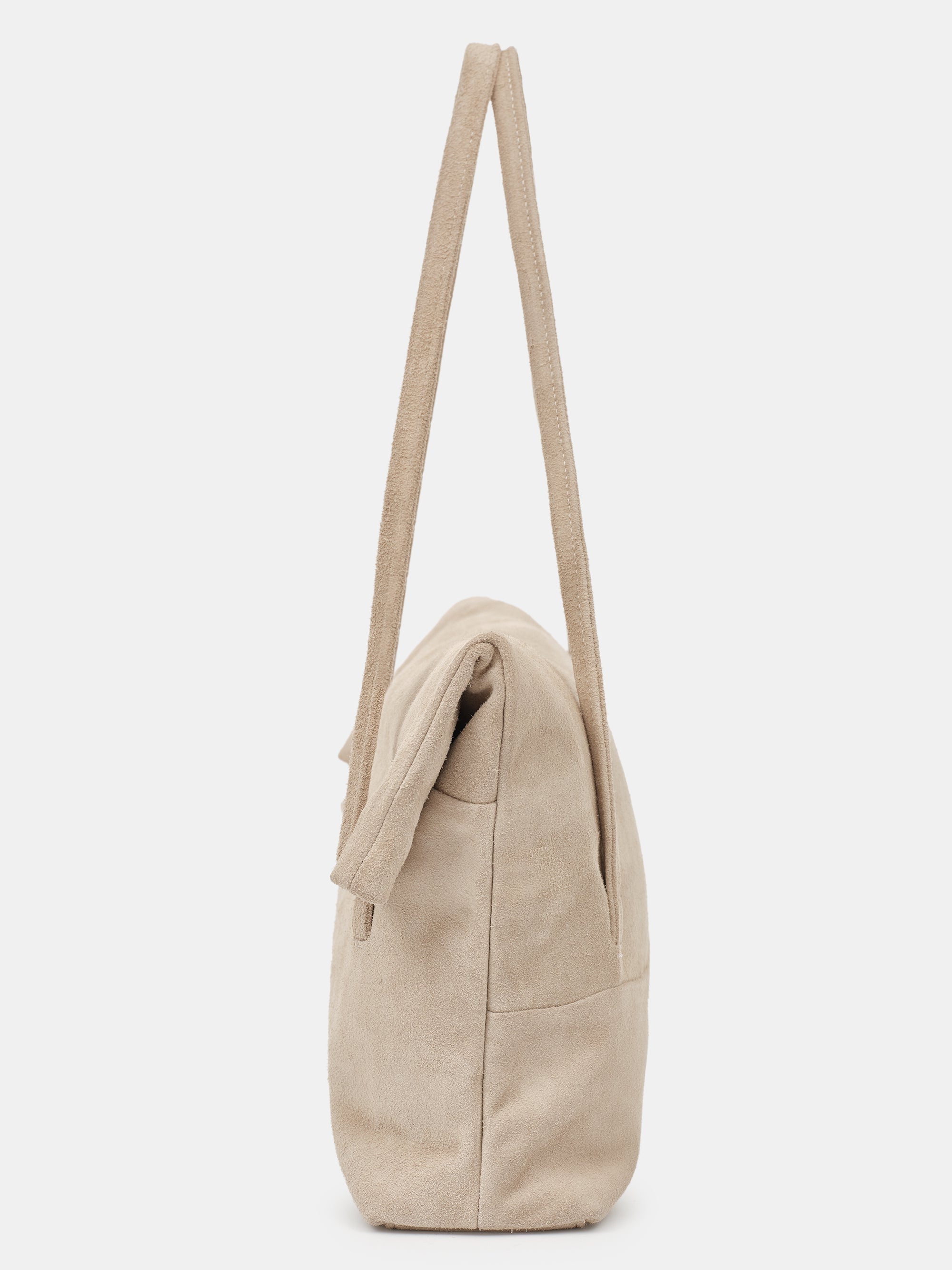 Envelope Suede Shoulder Bag, Nude