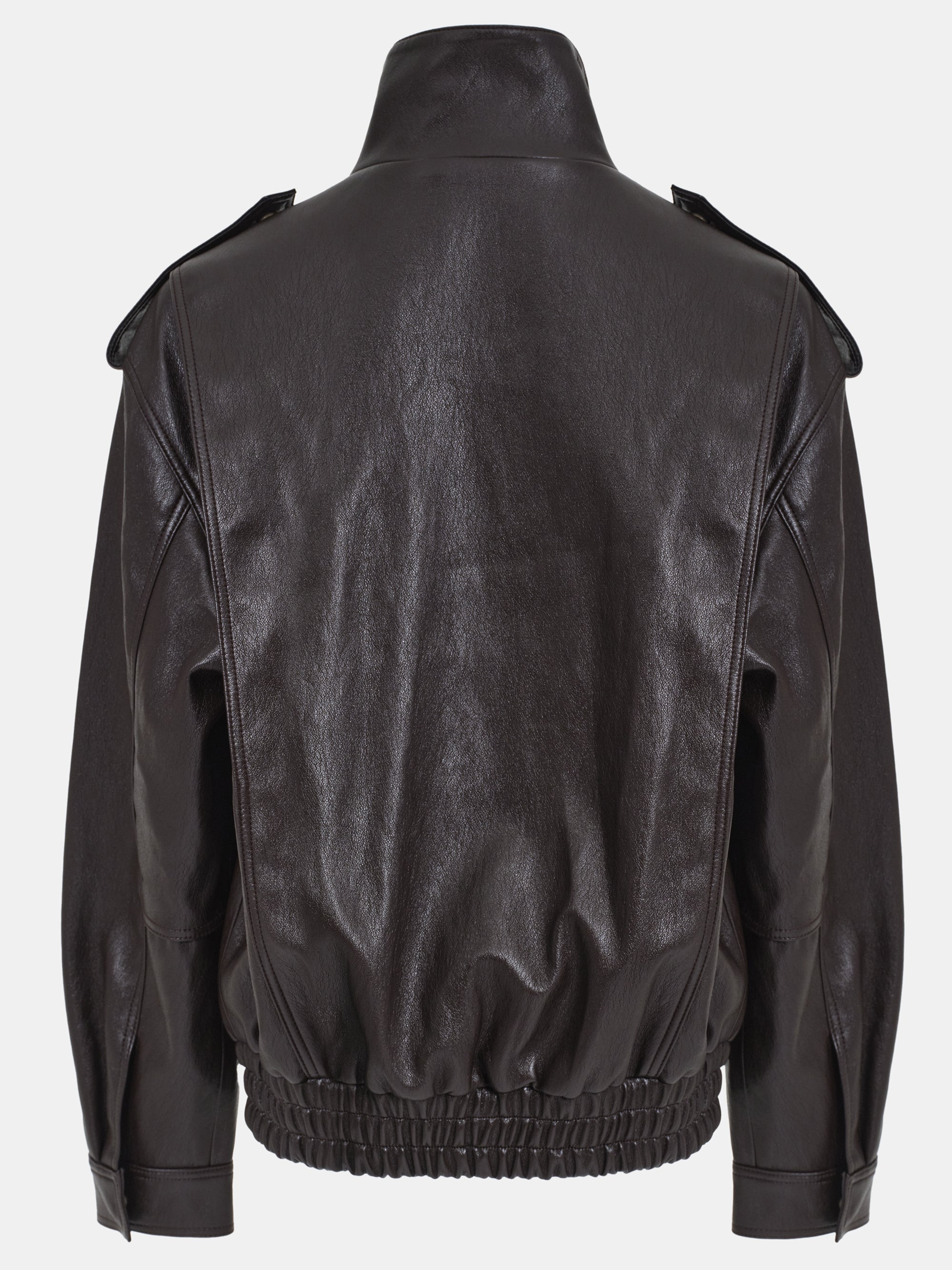 Faux-Leather Aviator Jacket, Brown