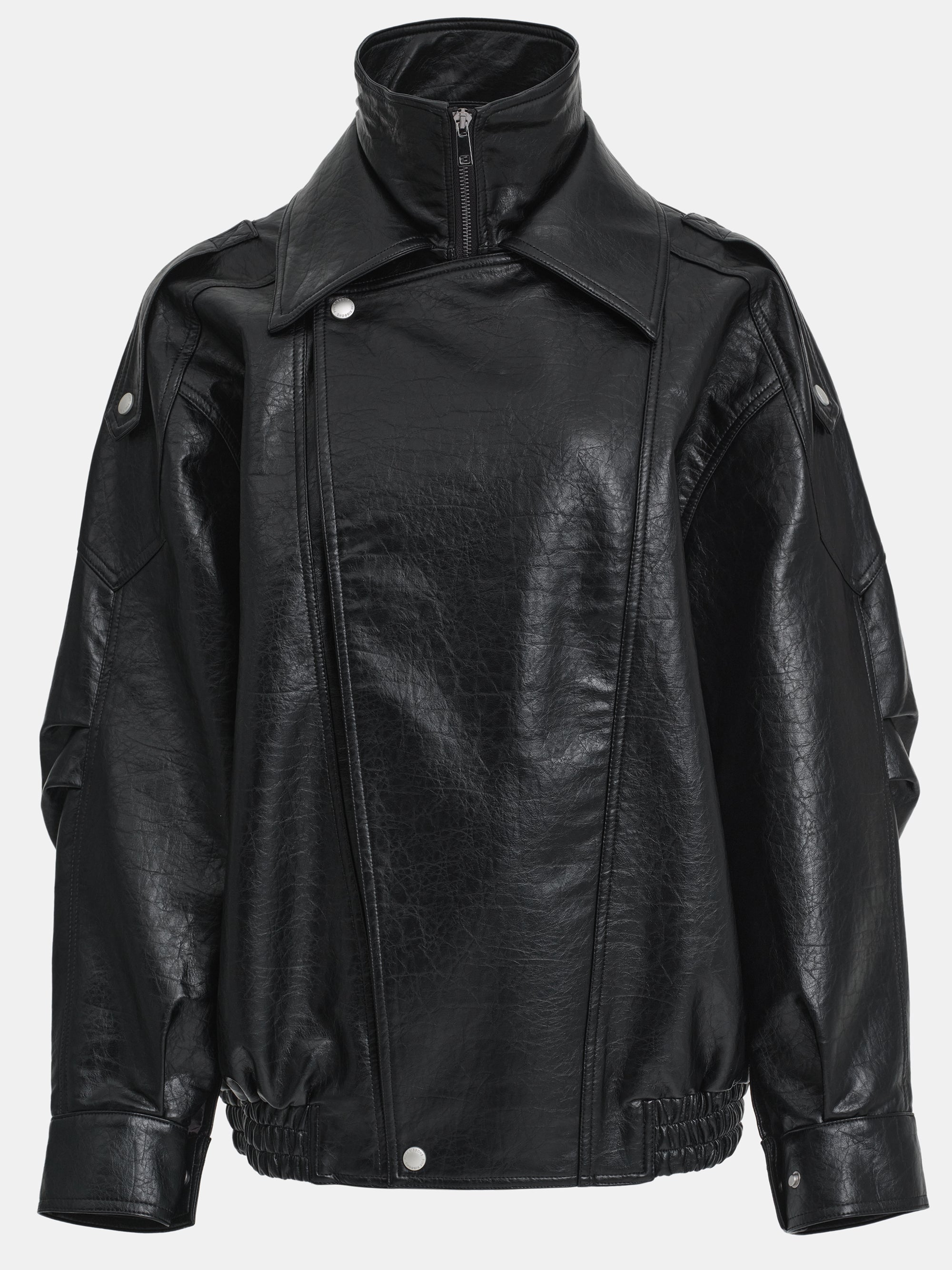 Double Lapel Biker Jacket, Black