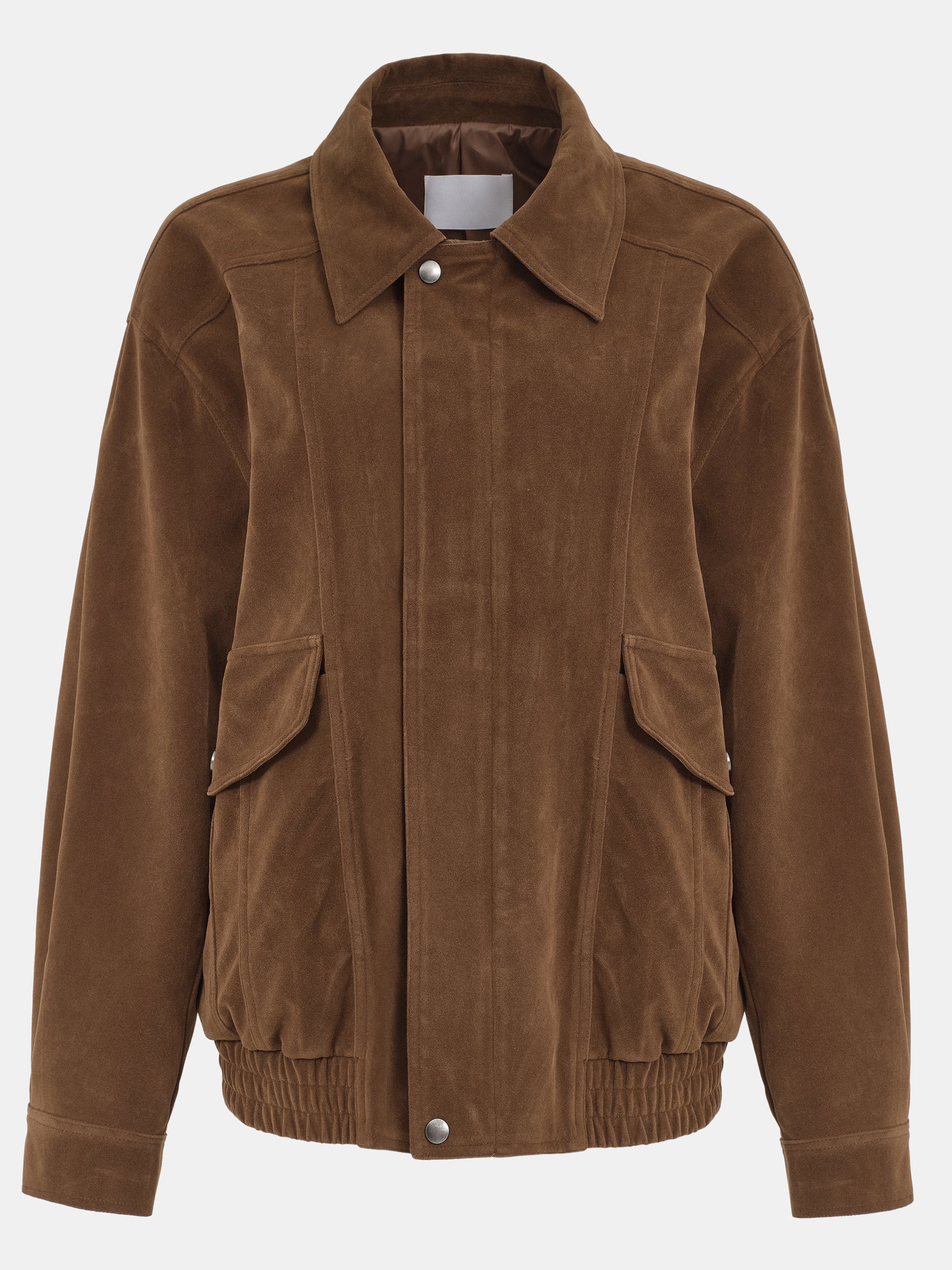 Suede Effect Bomber Jacket, Cognac