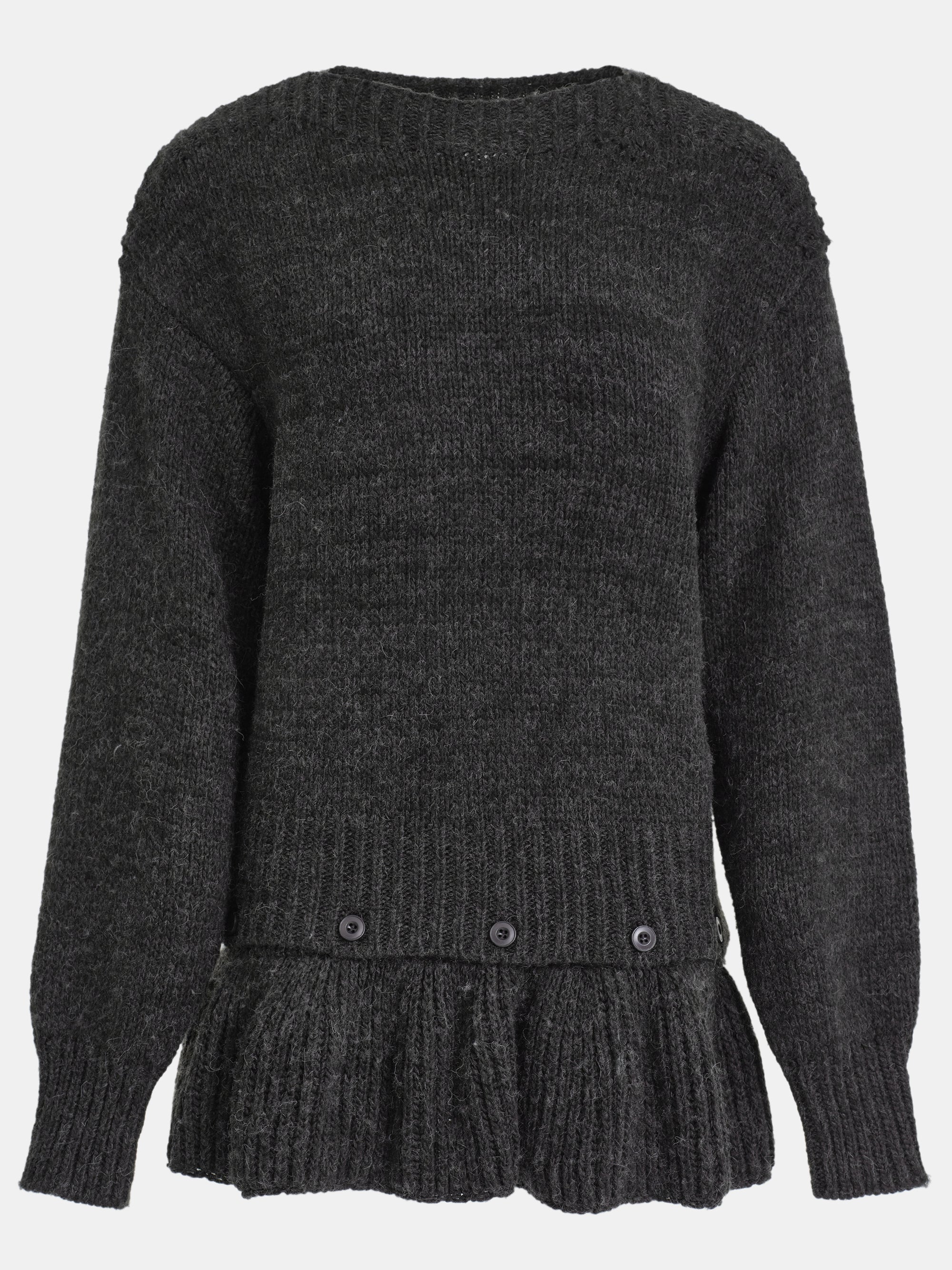 Peplum Hem Knit Sweater, Charcoal
