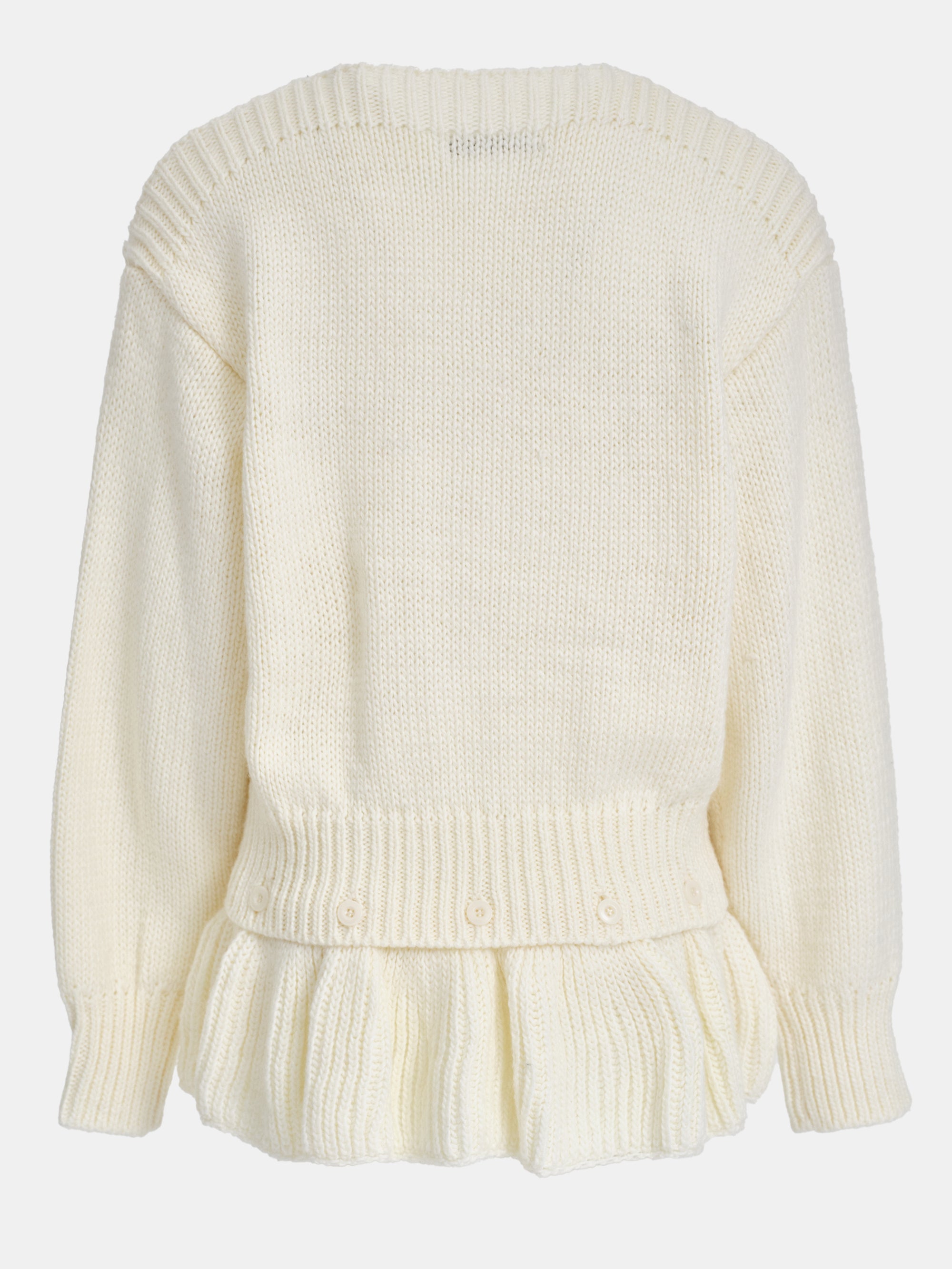 Peplum Hem Knit Sweater, Cream