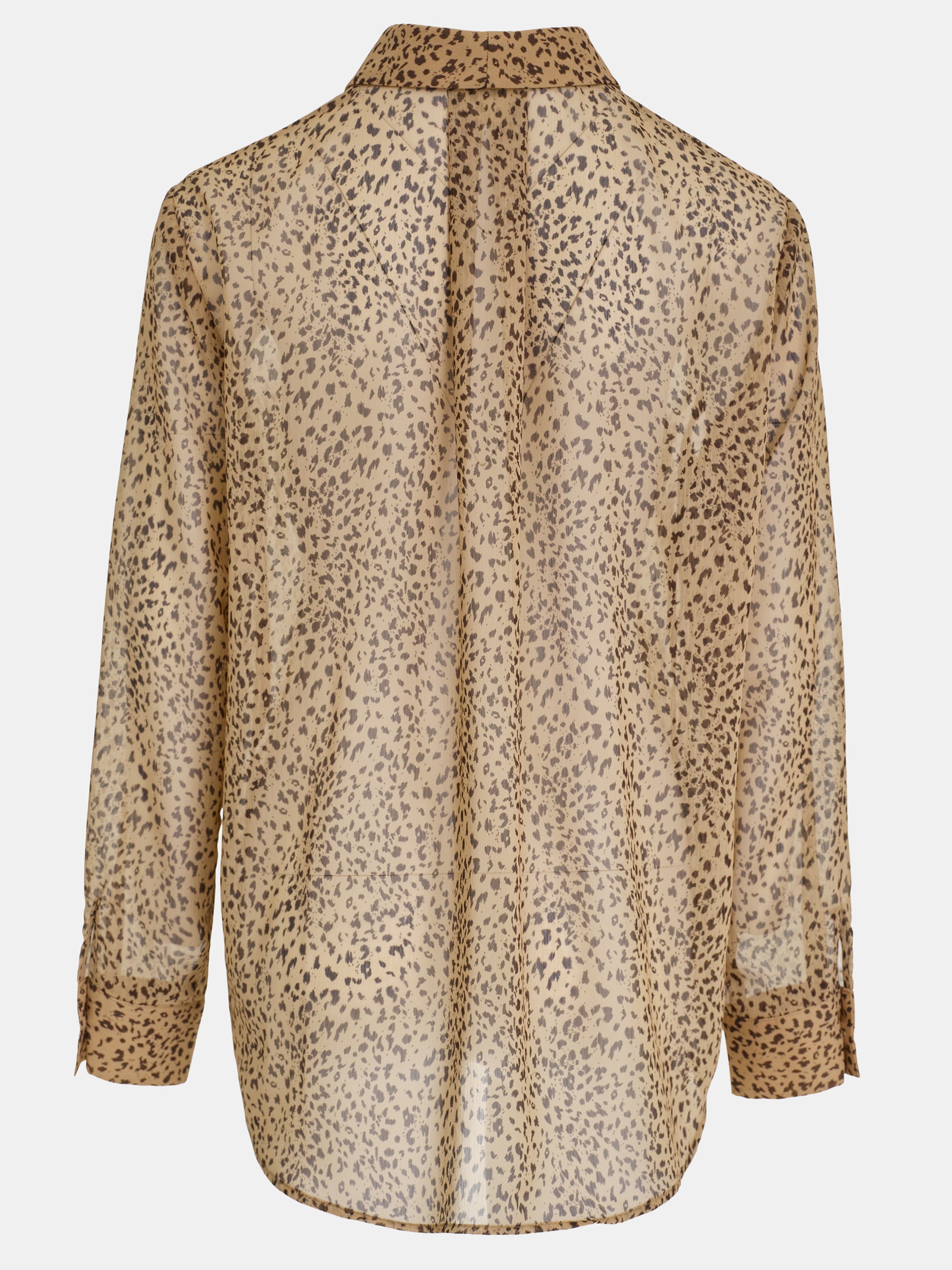Leopard-Print Scarf Blouse, Brown