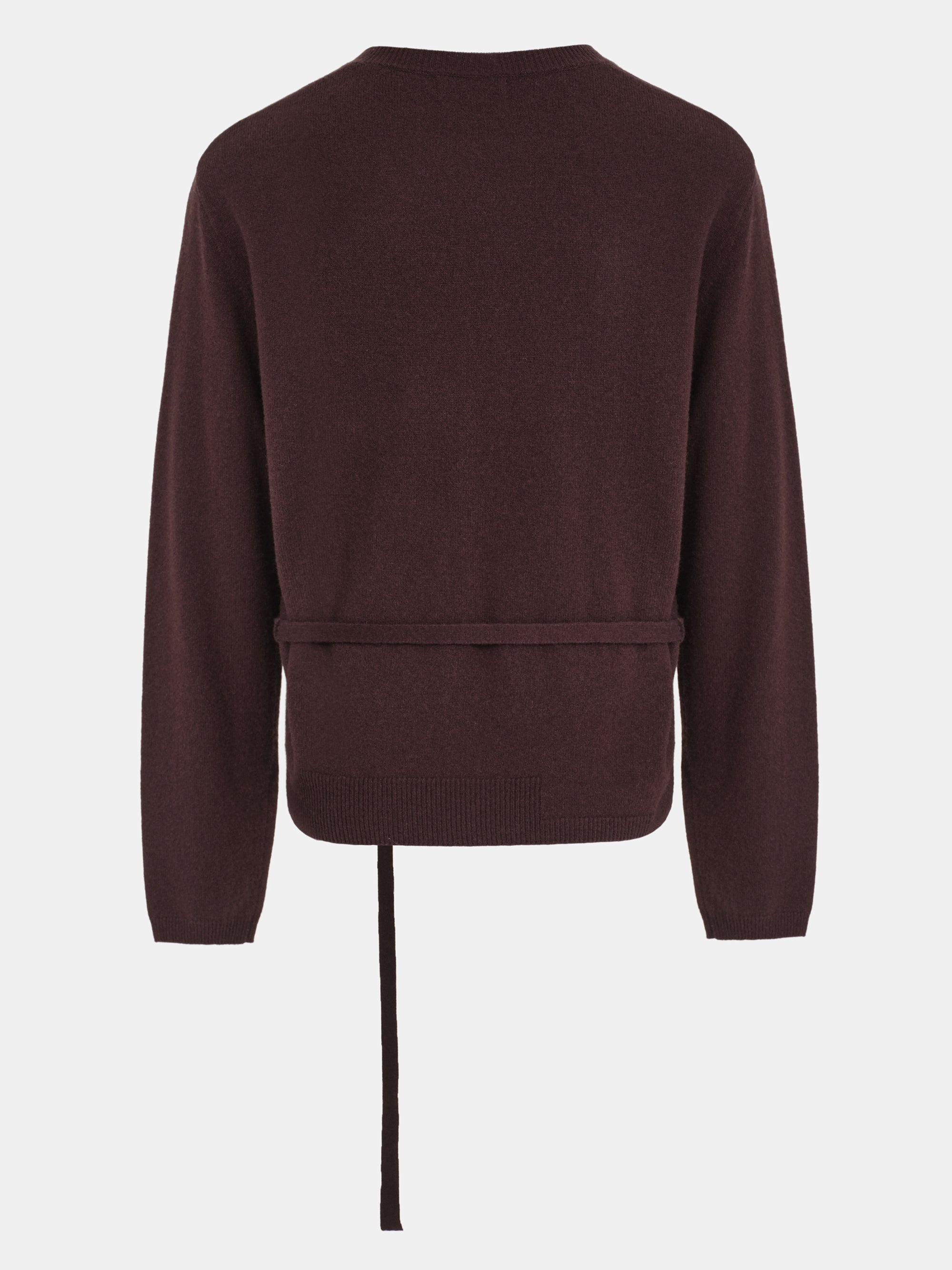 Belted Merino-Wool Blend Knit, Zinfande