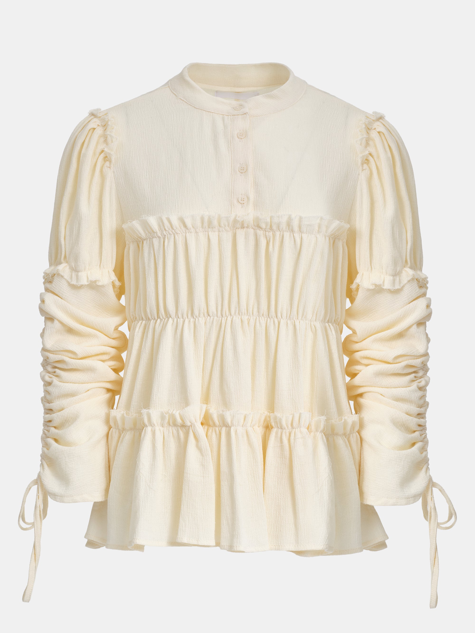 Gathered Georgette Top, Pale Yellow