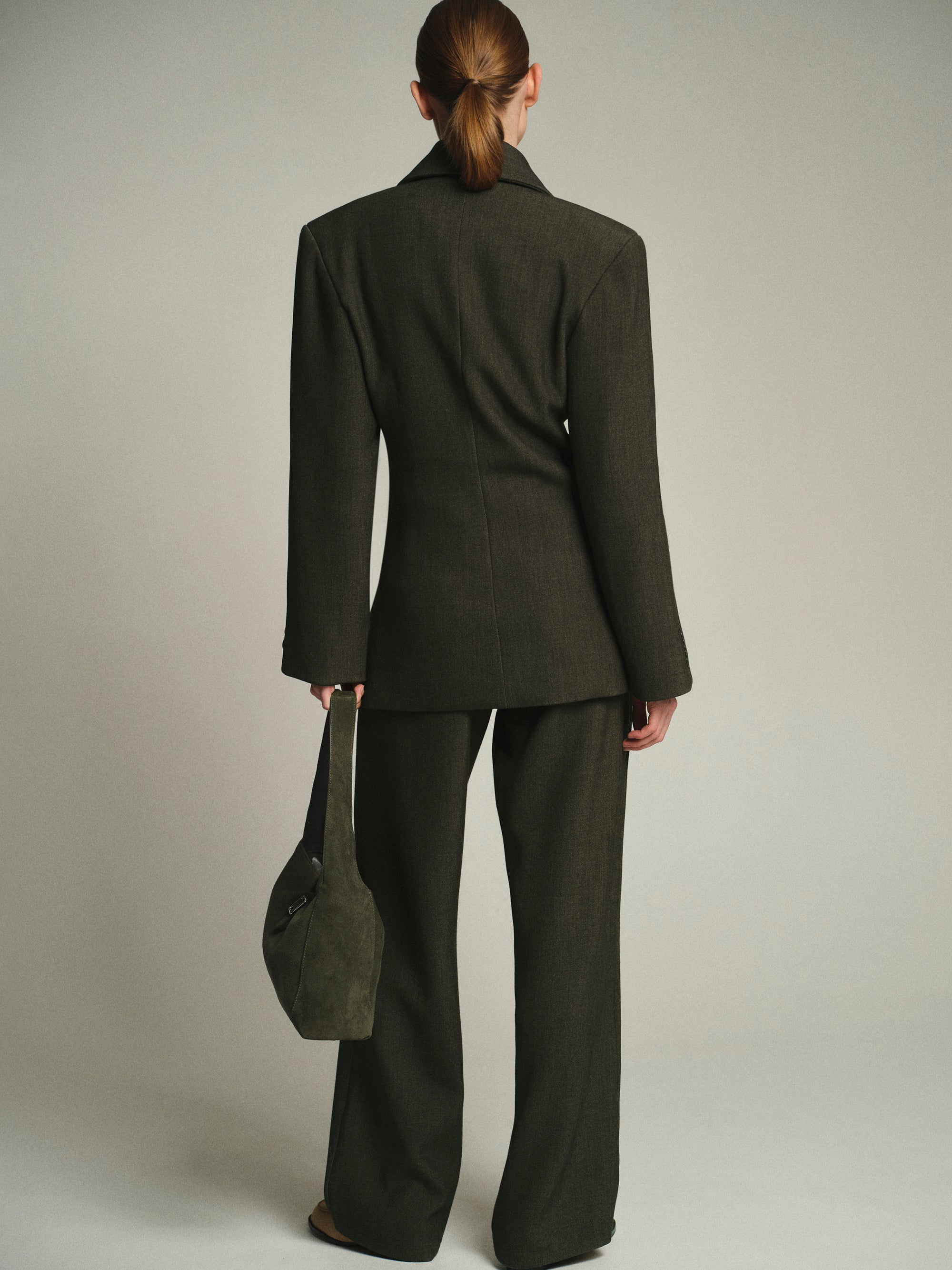 Nangy Double Breasted Cinched Blazer, Charcoal Grey