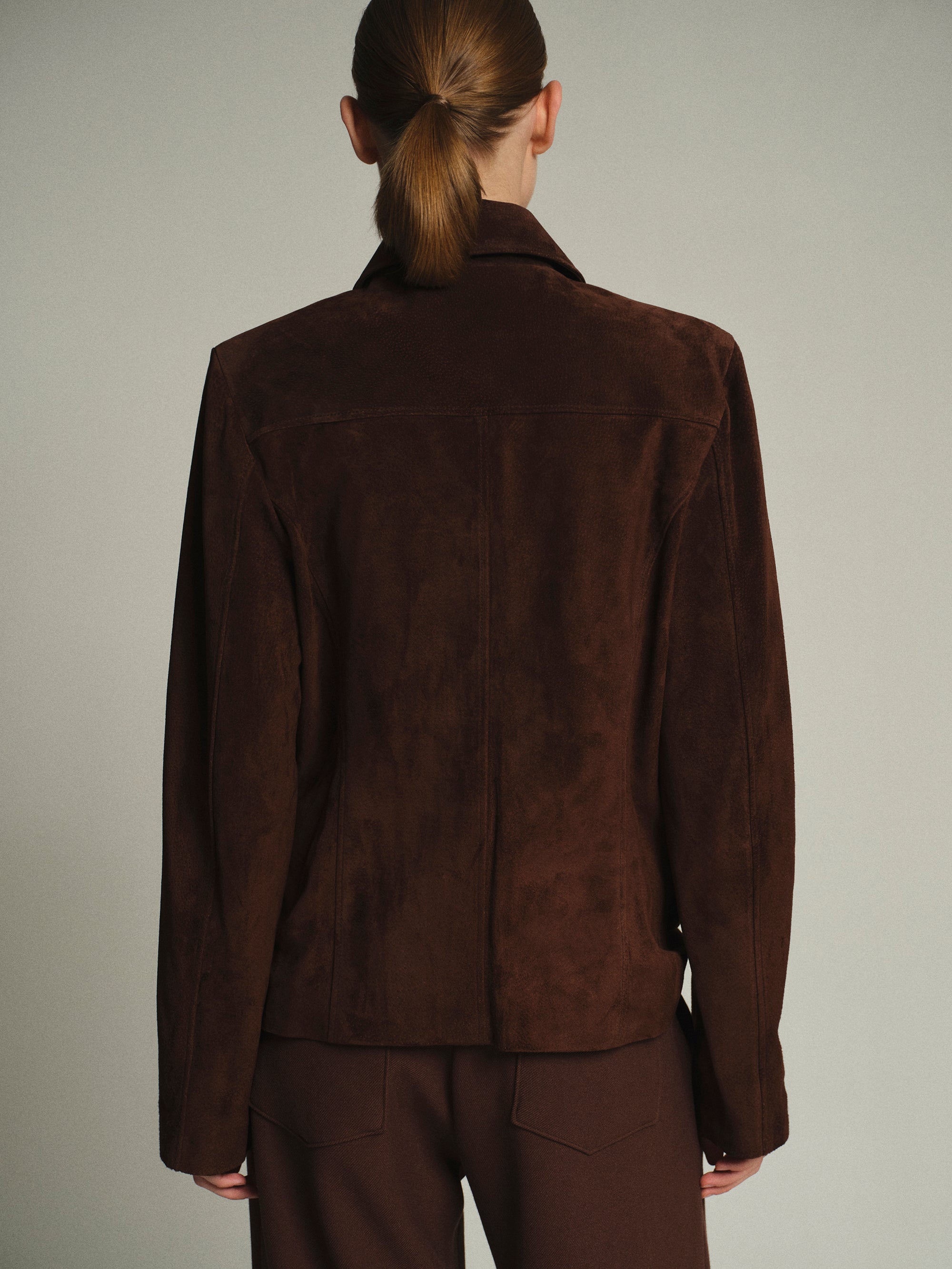 Suede Trucker Jacket, Dark Brown