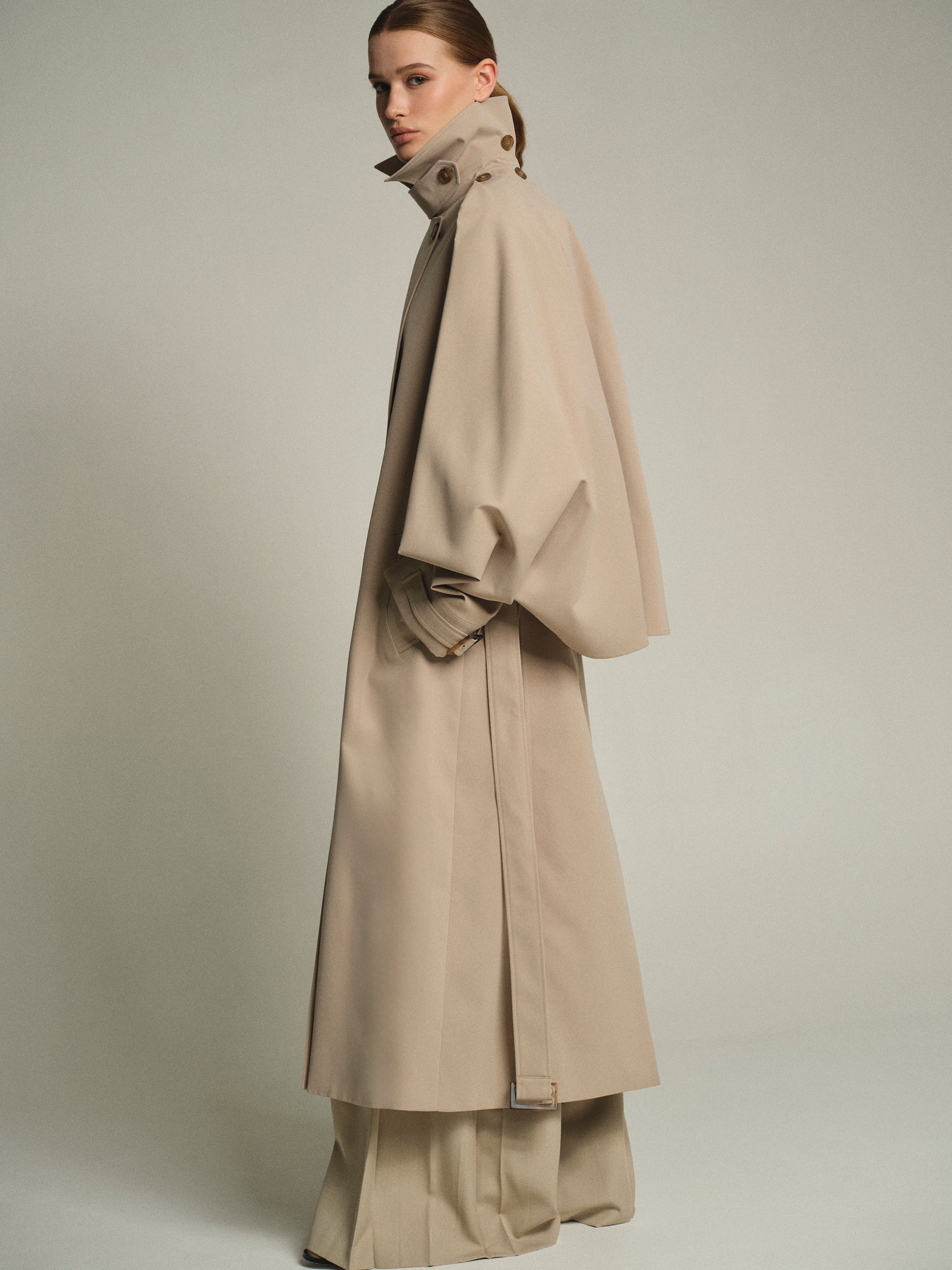 Slit Sleeve Trench Coat, Beige
