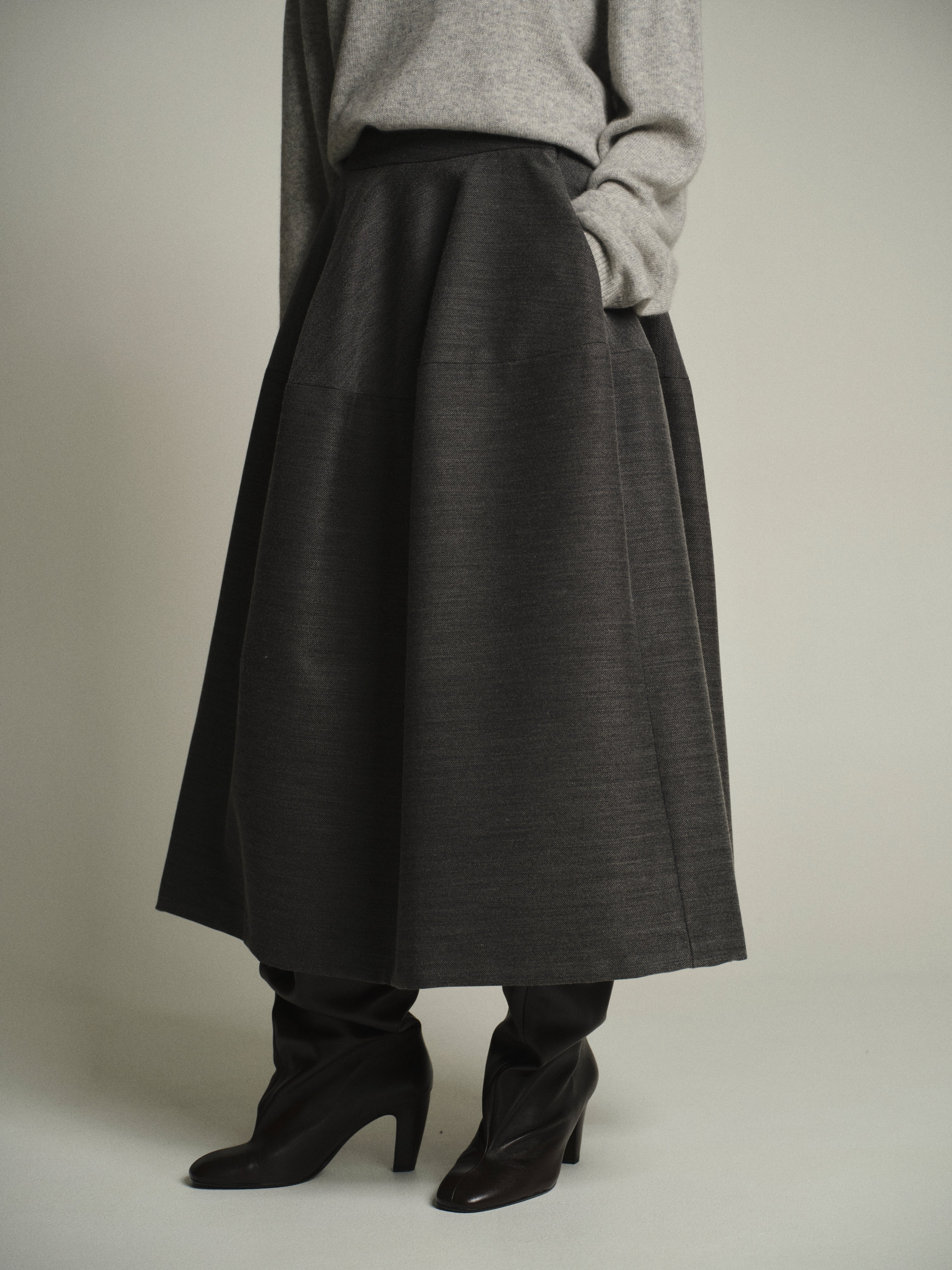 Sculptural Flared Skirt, Charcoal