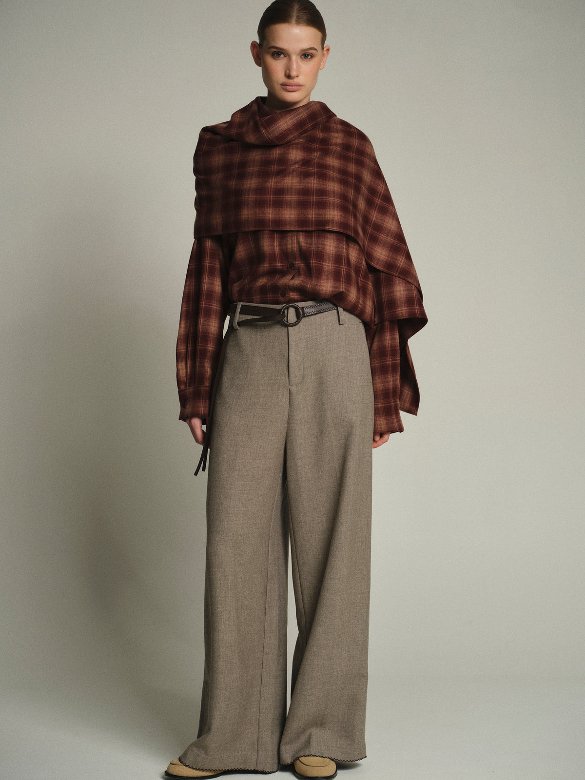 Malia Plaid Scarf Shirt, Sienna