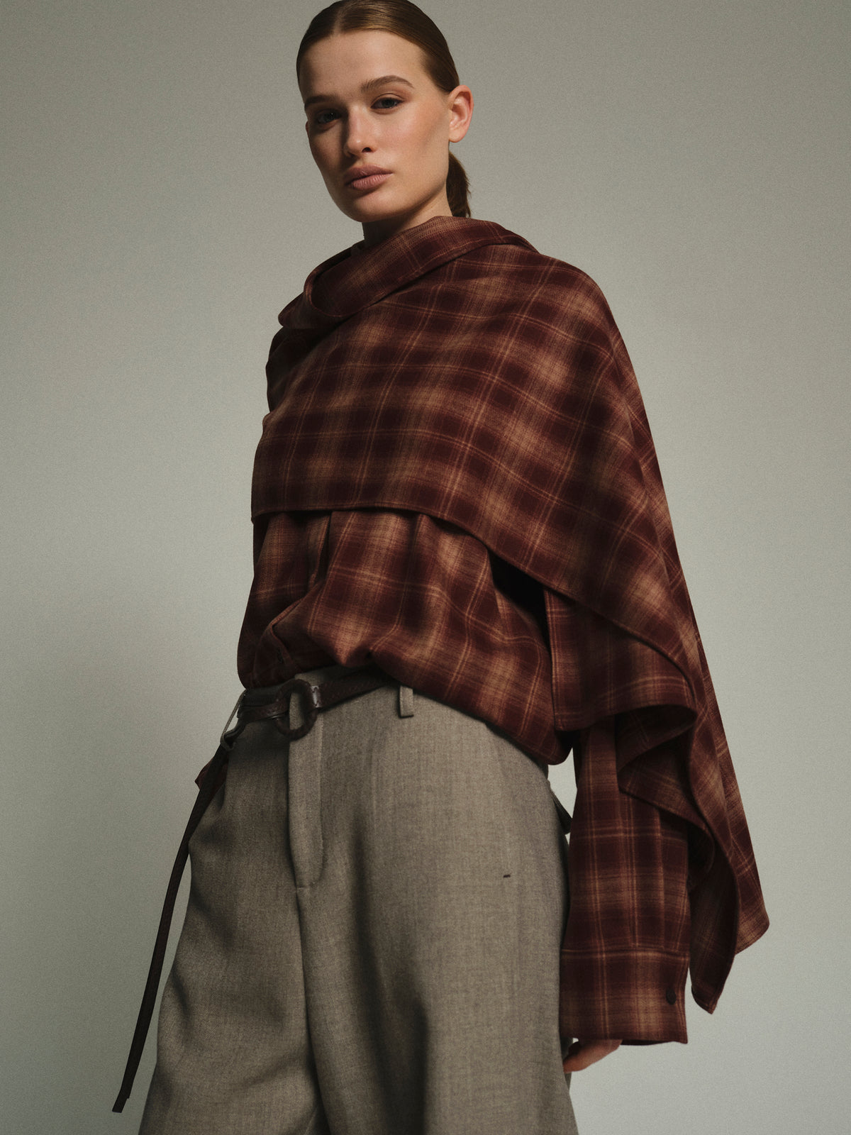 Malia Plaid Scarf Shirt, Sienna