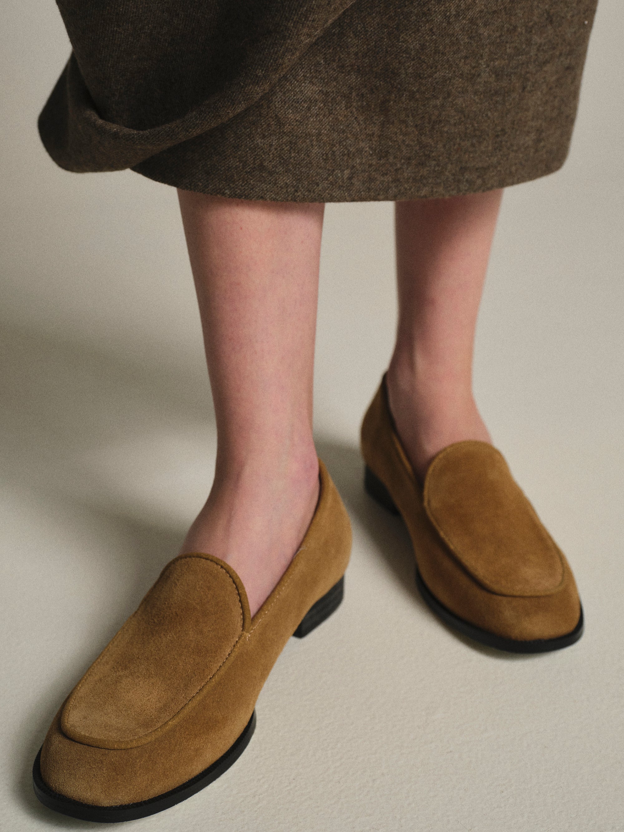 Soft Suede Loafers, Camel