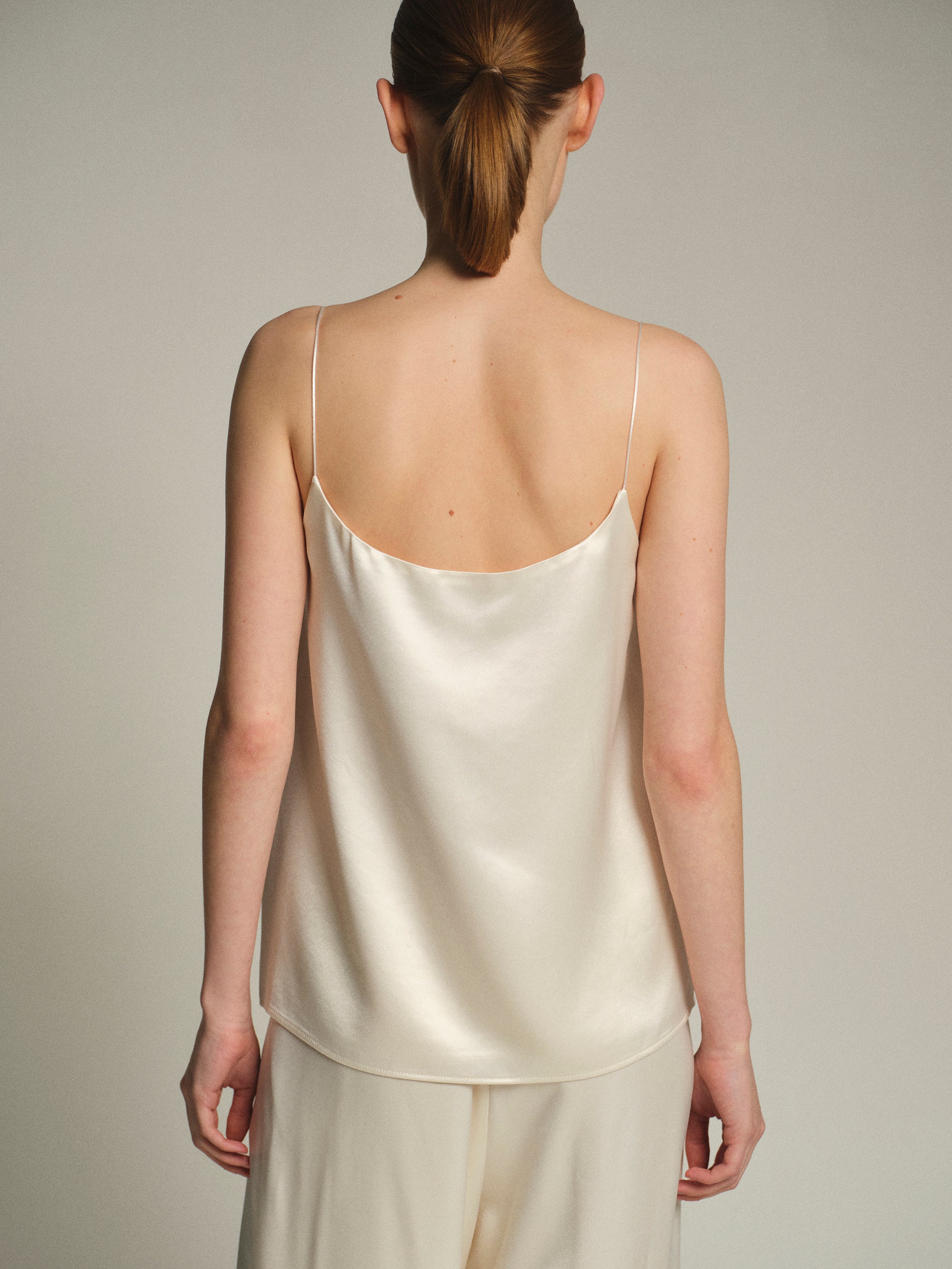 Satin Effect Tank Top, Pearl