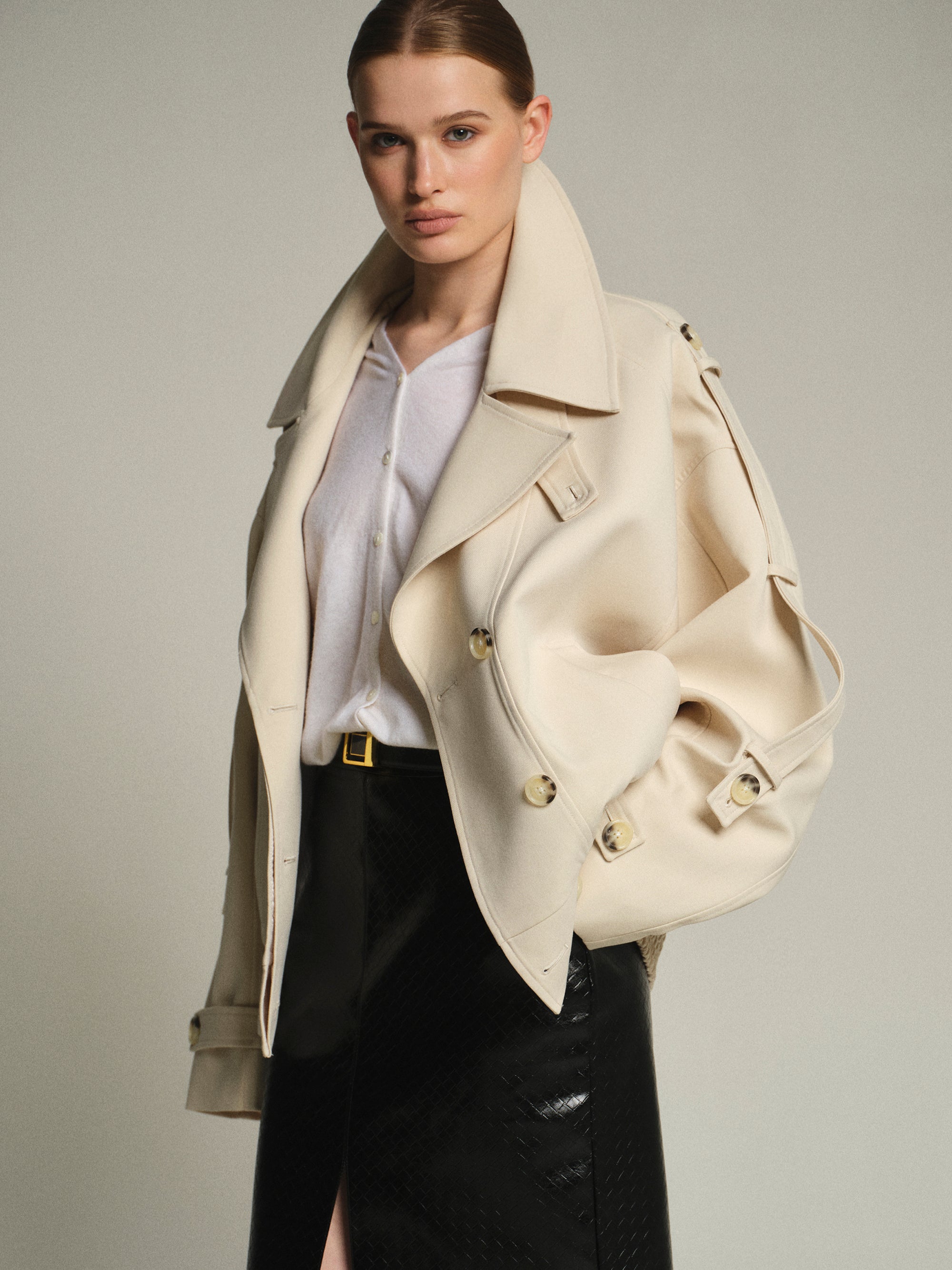 Epaulet Bomber Jacket, Ivory