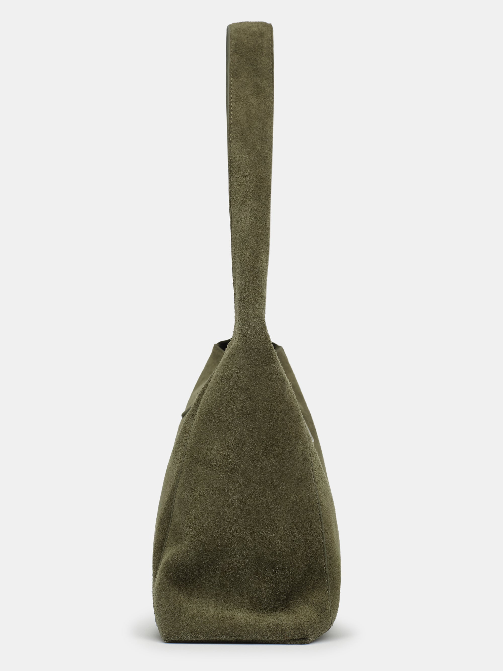 Slouchy Suede Shoulder Bag, Olive