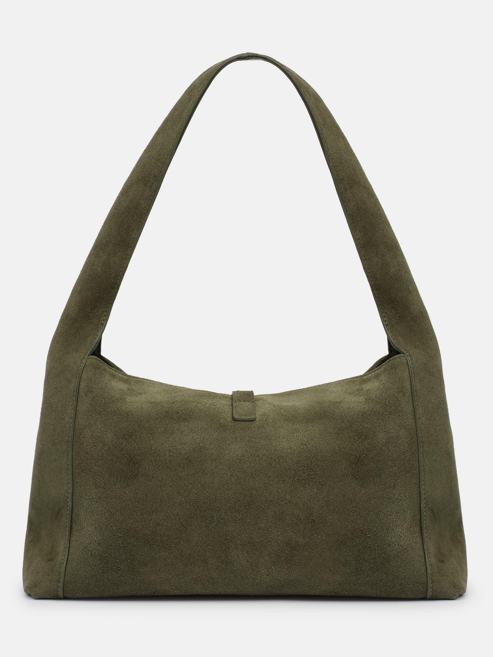 Slouchy Suede Shoulder Bag, Olive