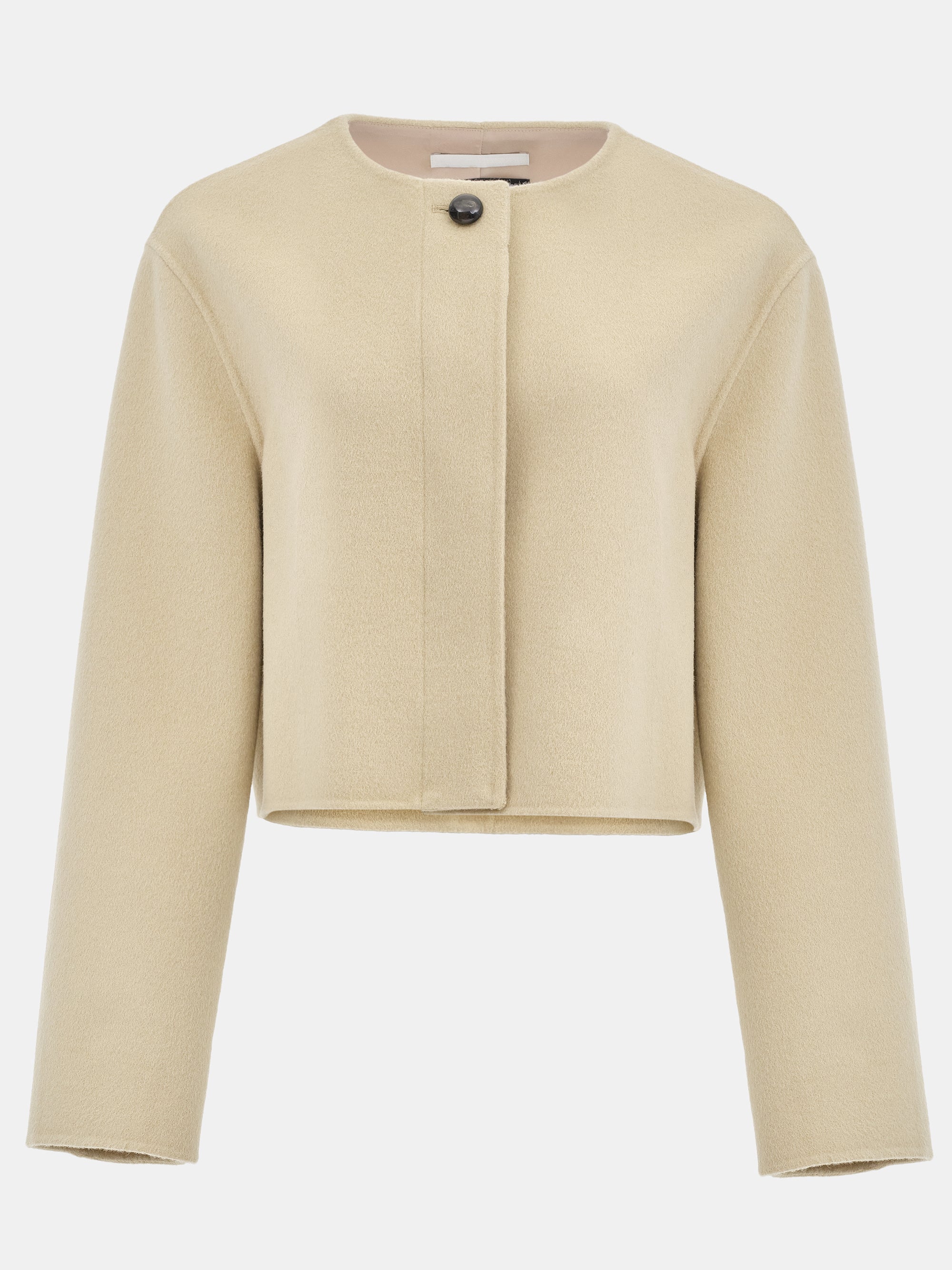 Scarf Wool Short Coat, Beige