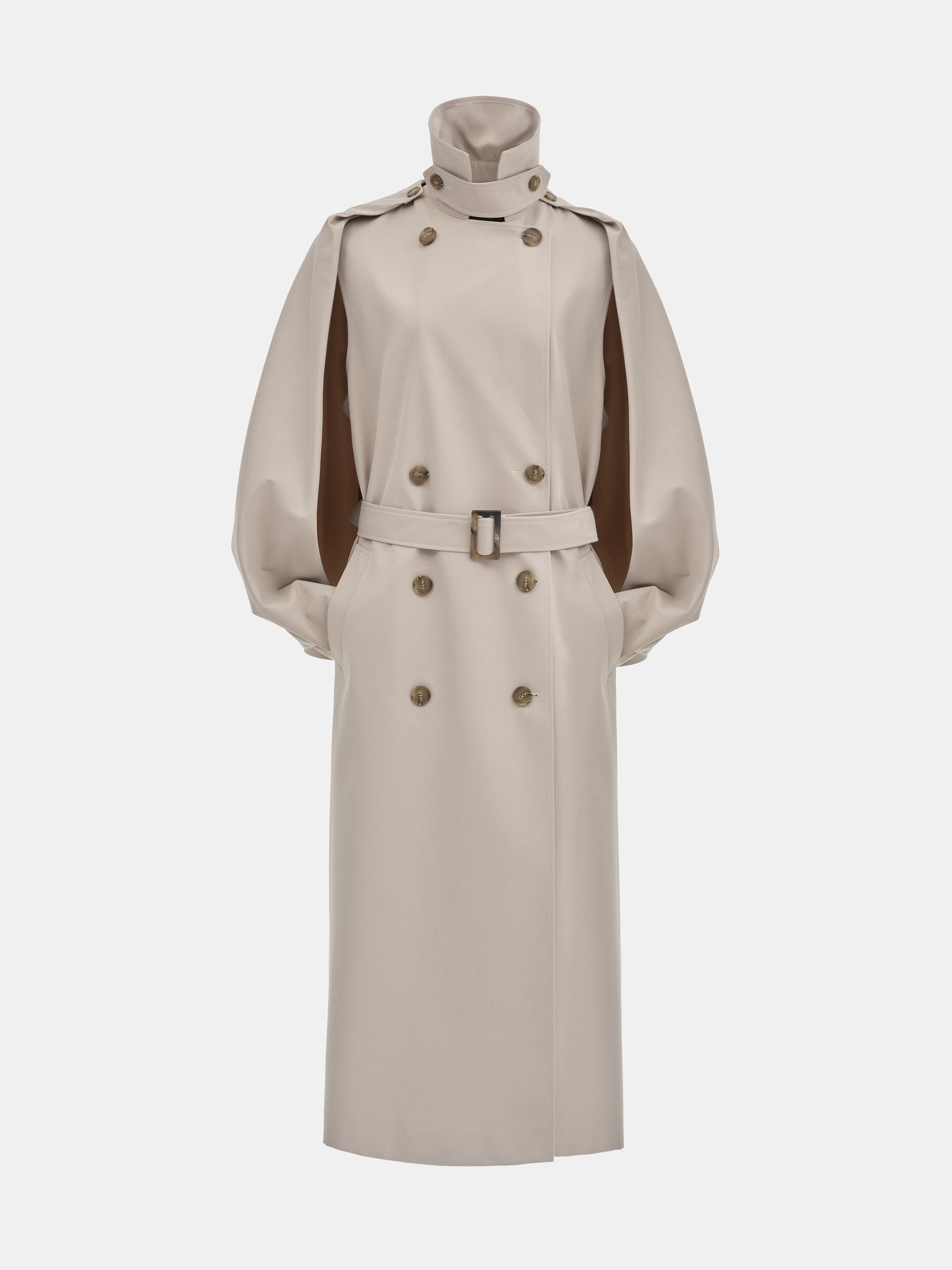Slit Sleeve Trench Coat, Beige