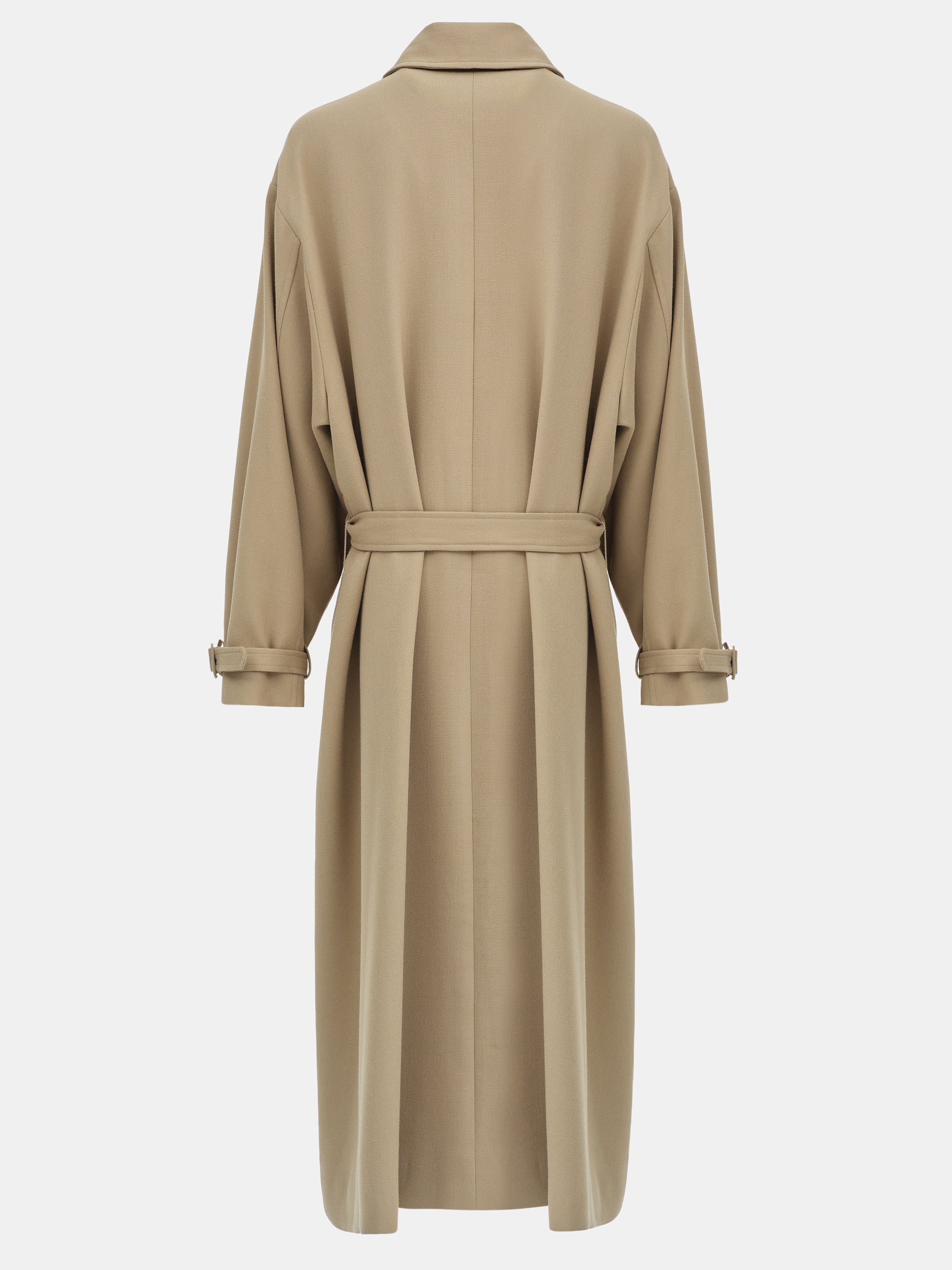 Funnel-Neck Long Coat, Taupe