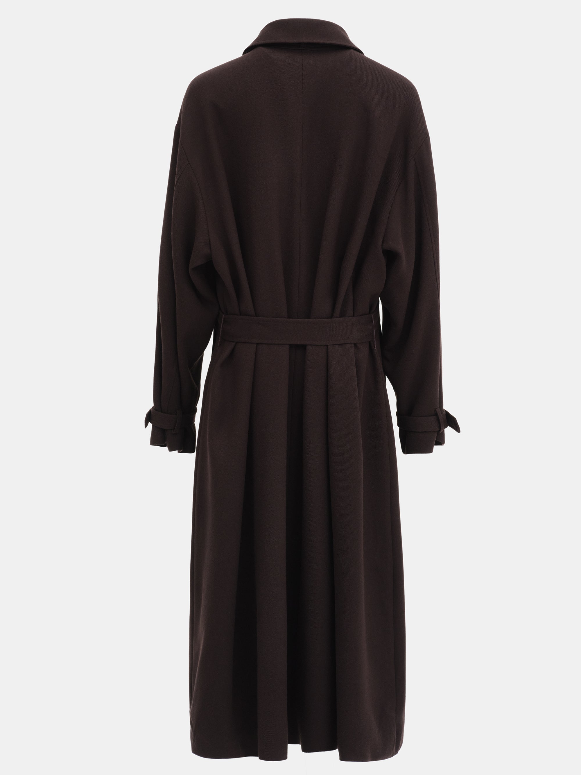 Funnel-Neck Long Coat, Choco