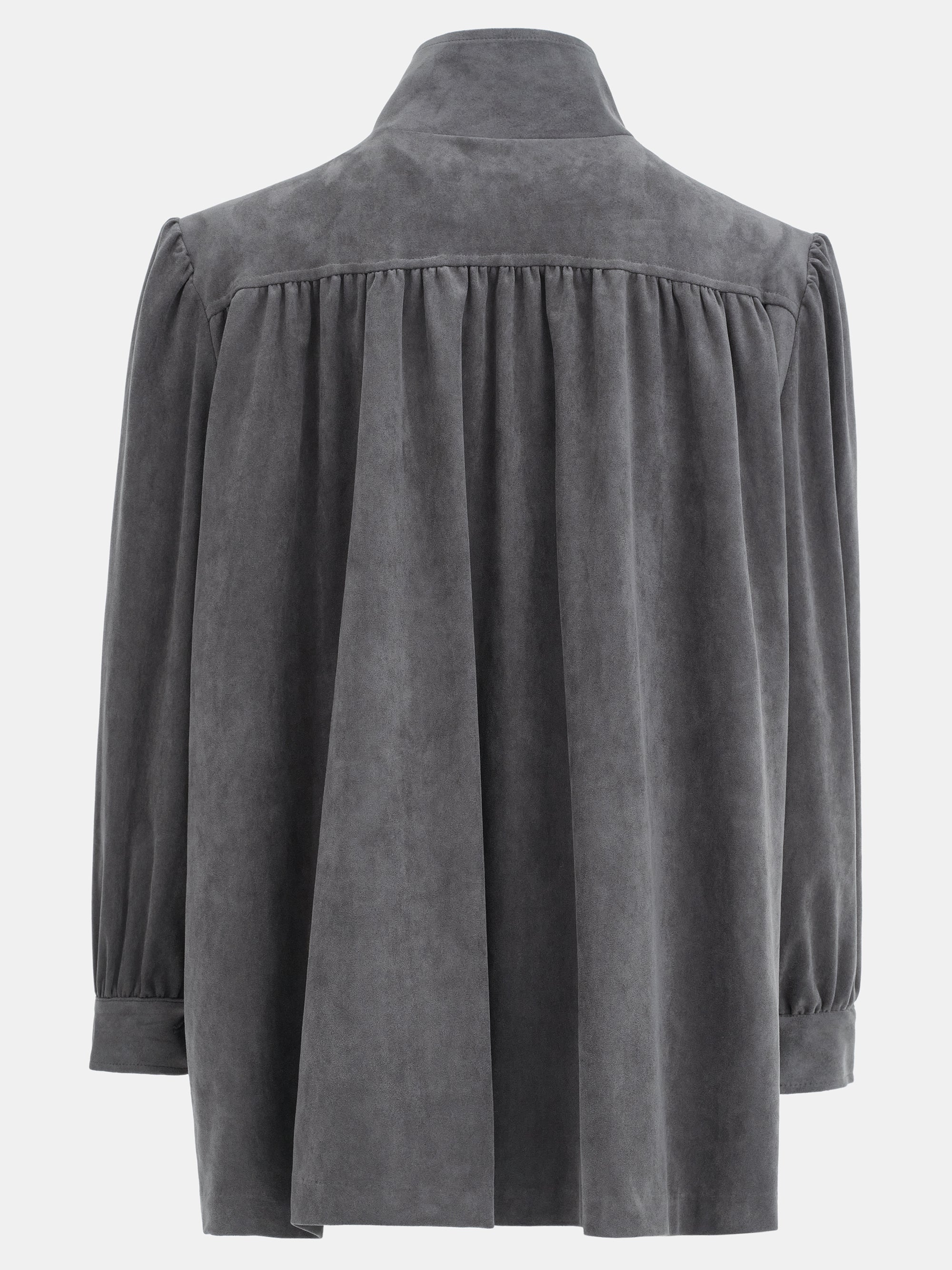 Lalisa Longline Ruched Suede Bomber, Grey