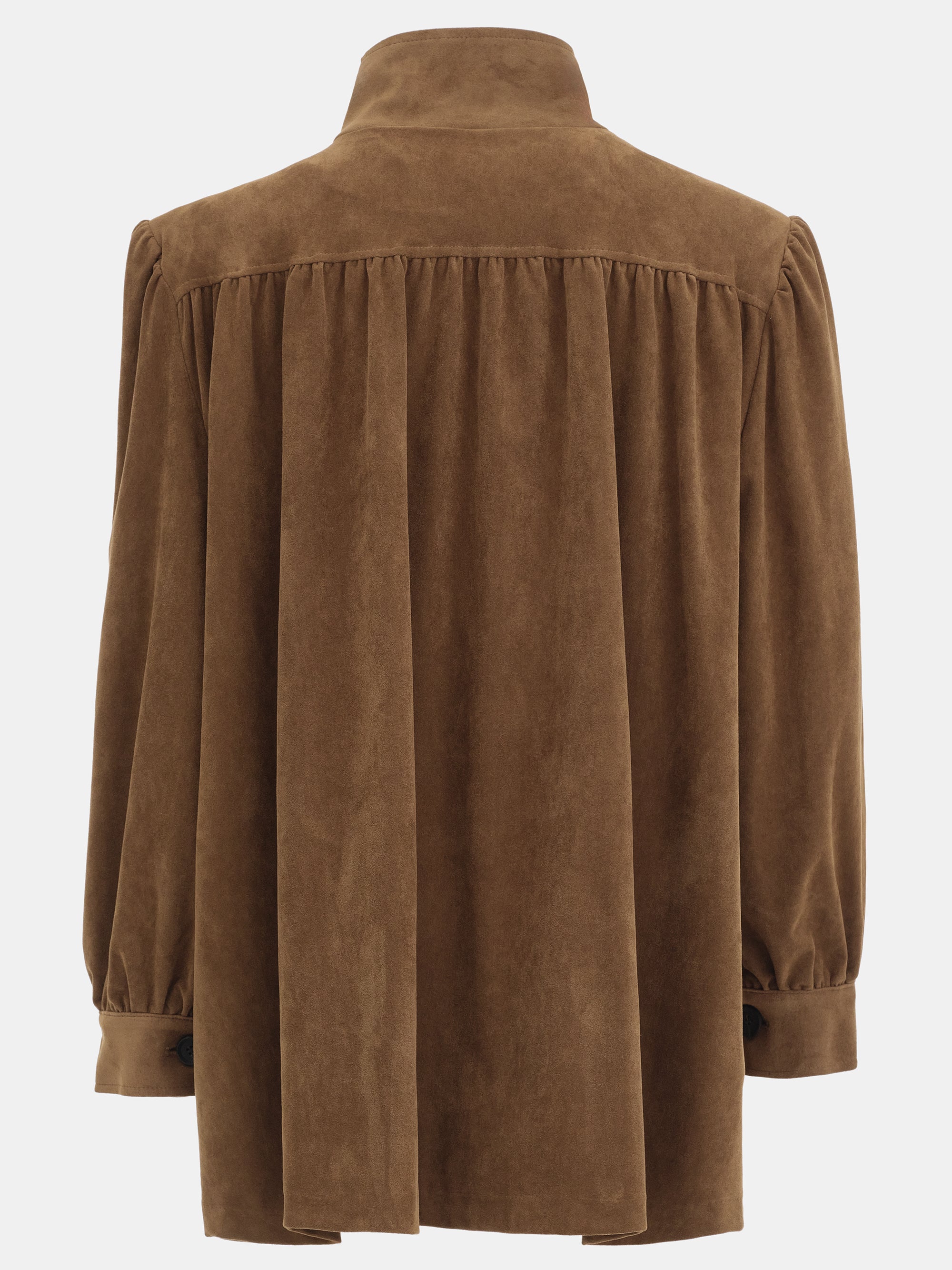 Lalisa Longline Ruched Suede Bomber, Burnt Umber