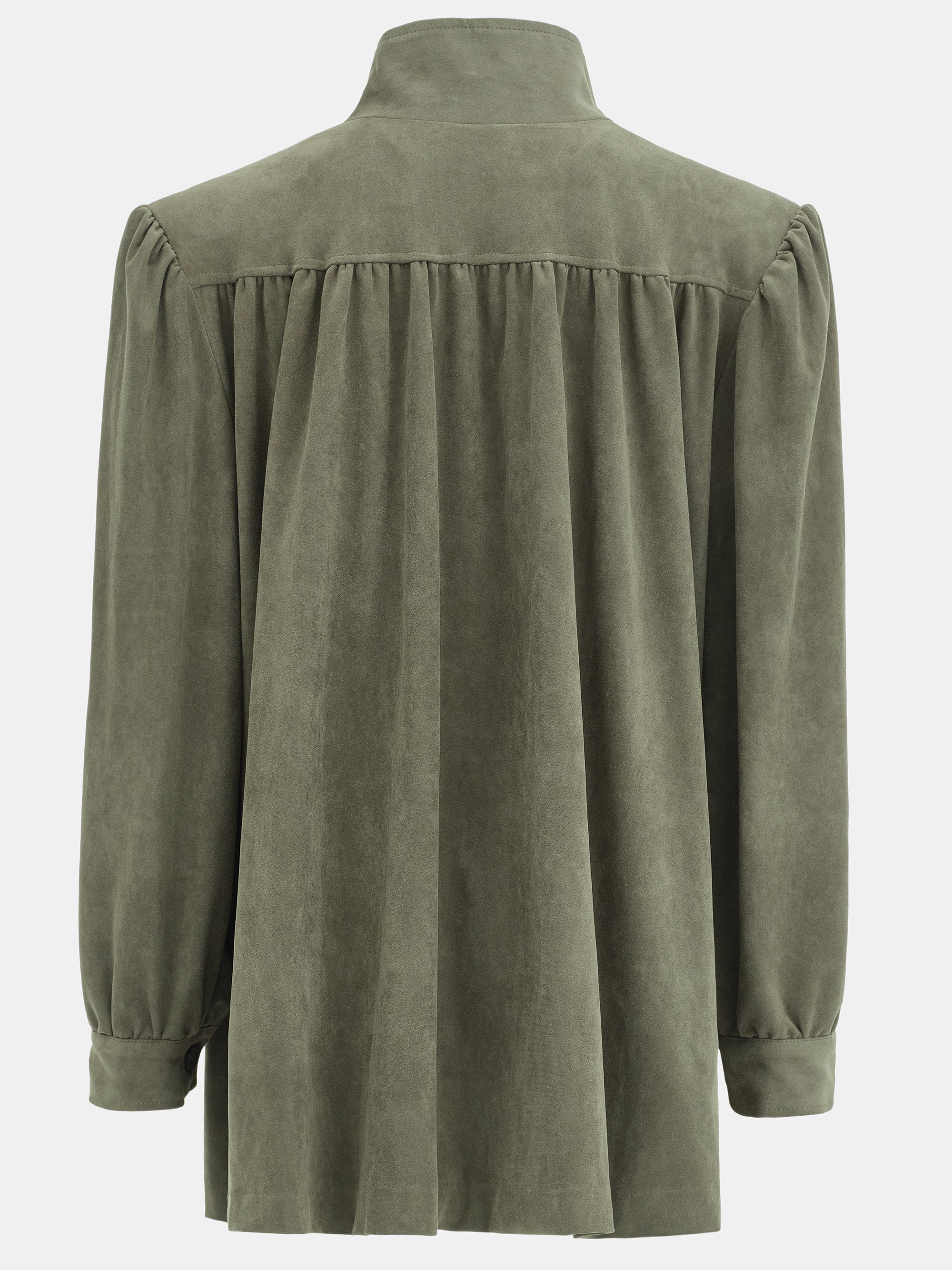 Lalisa Longline Ruched Suede Bomber, Sage