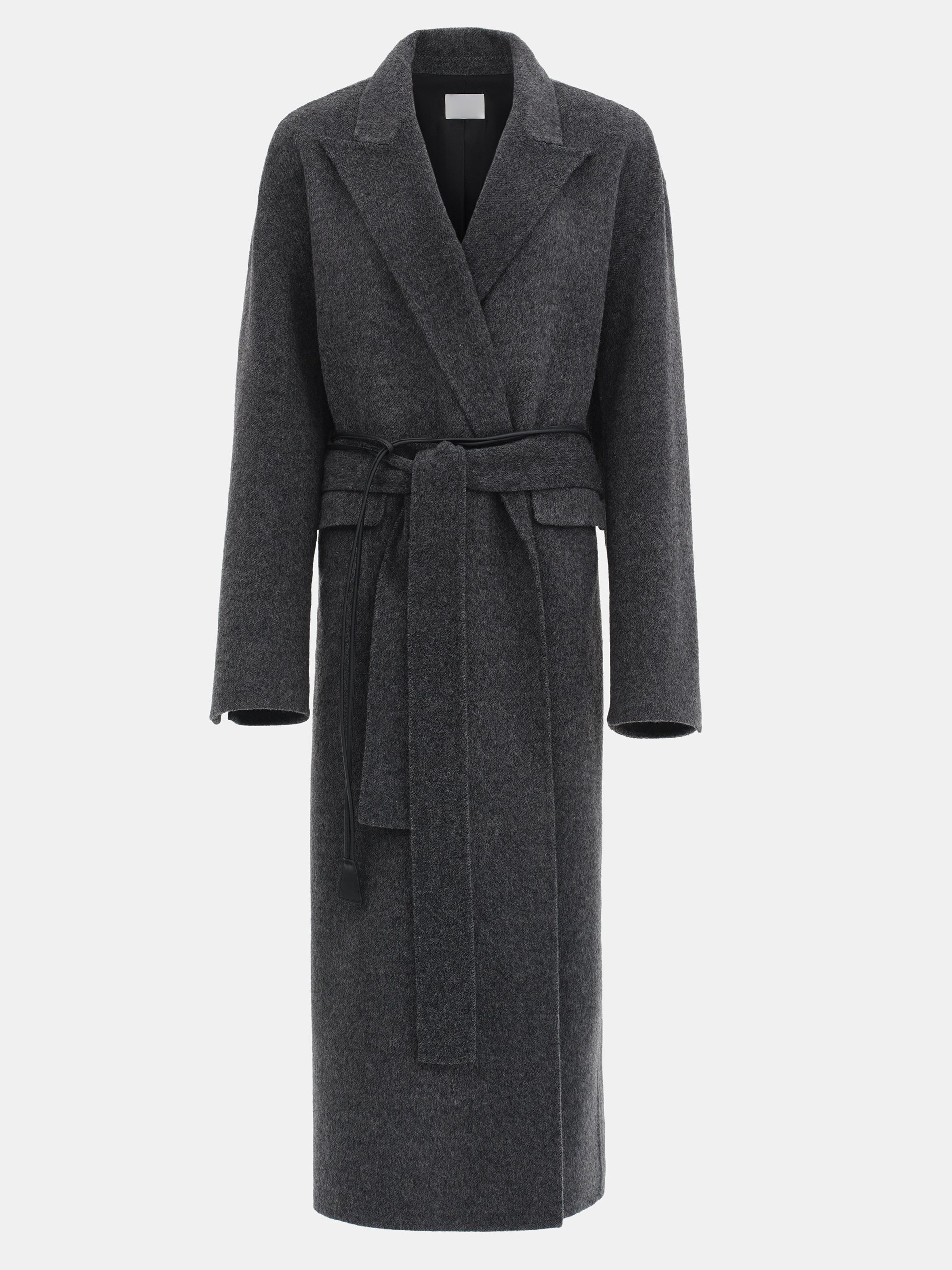 100% Wool Shawl-Collar Coat, Charcoal