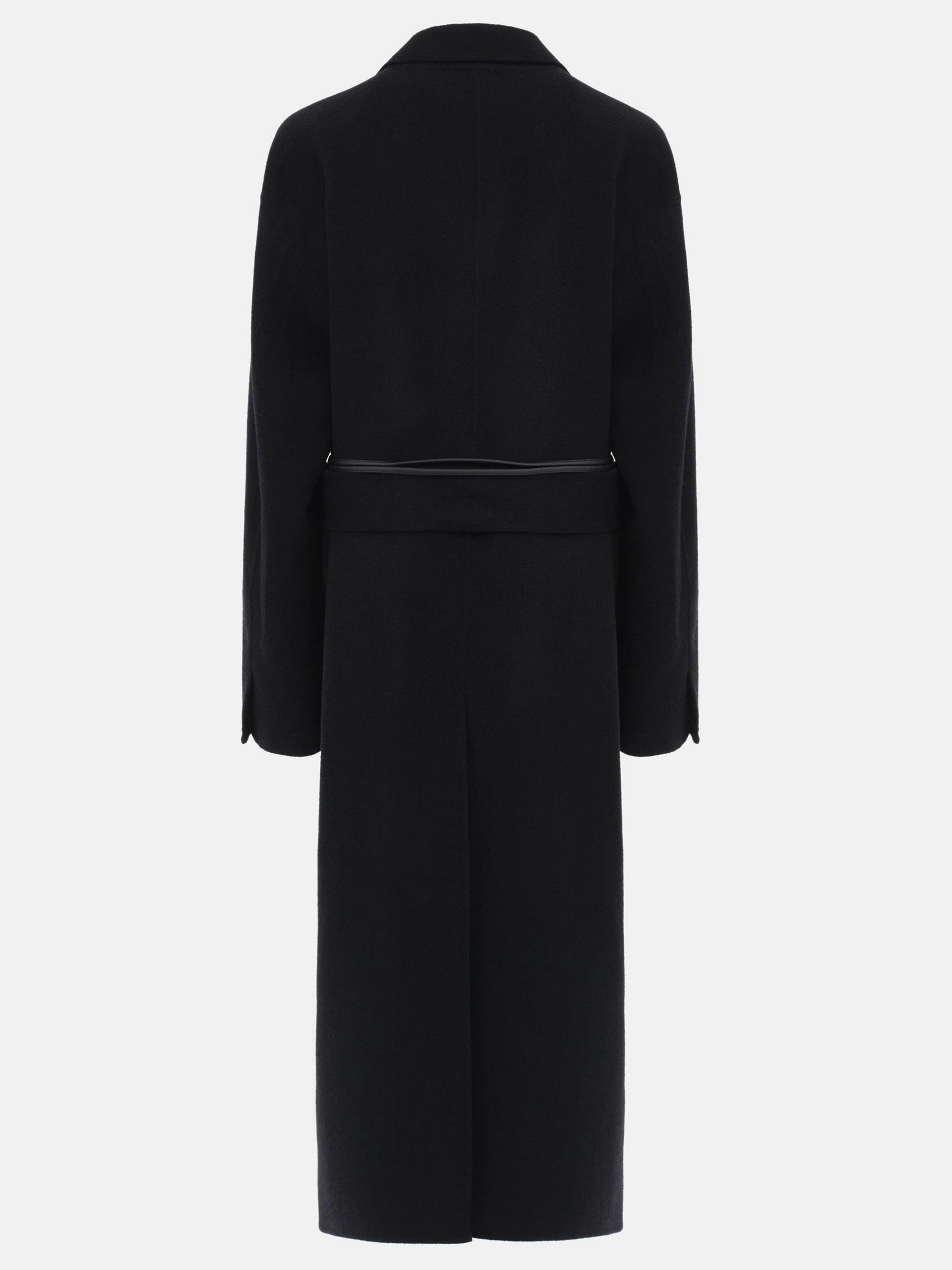 100% Wool Shawl-Collar Coat, Black