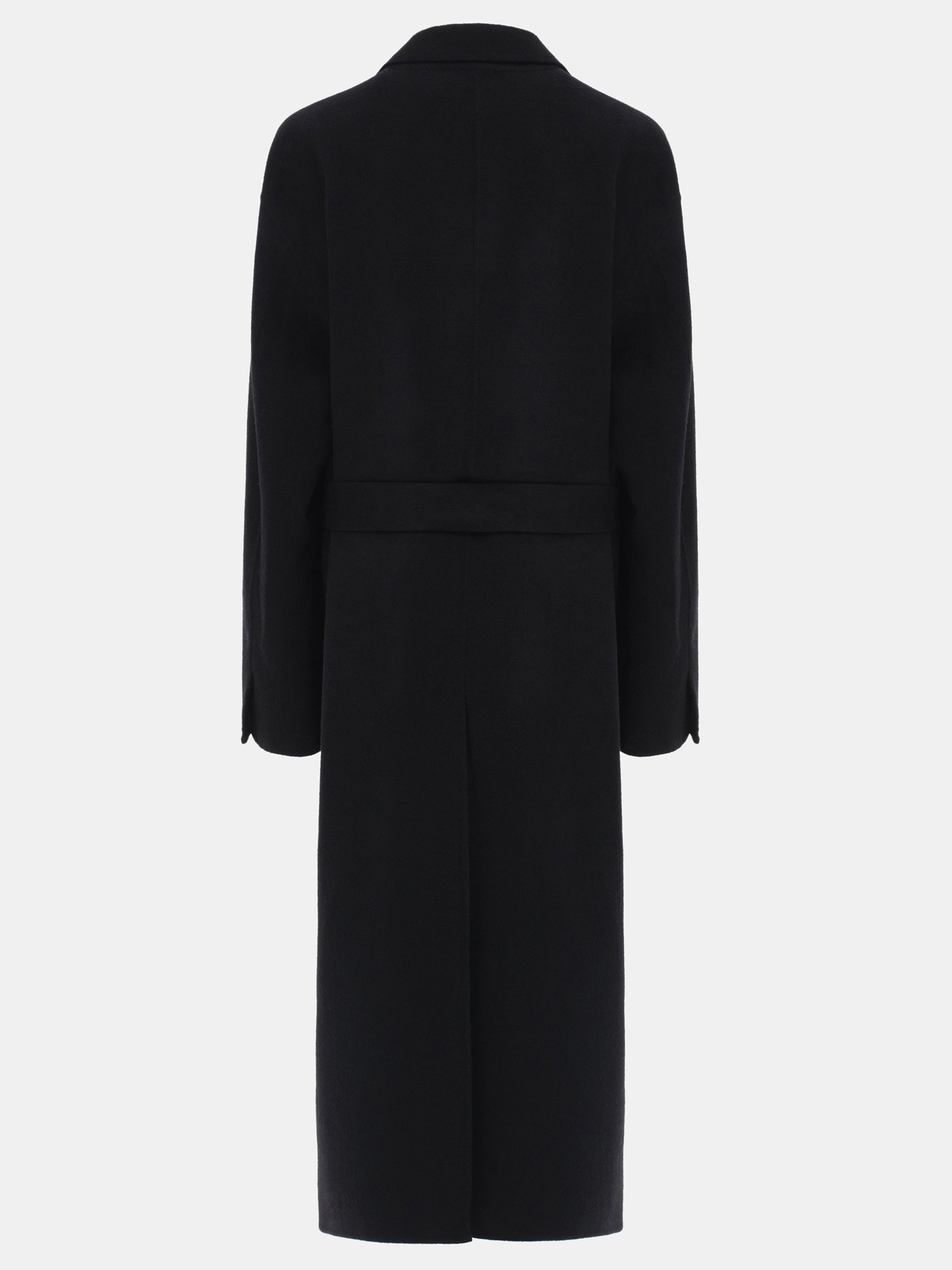 100% Wool Shawl-Collar Coat, Black